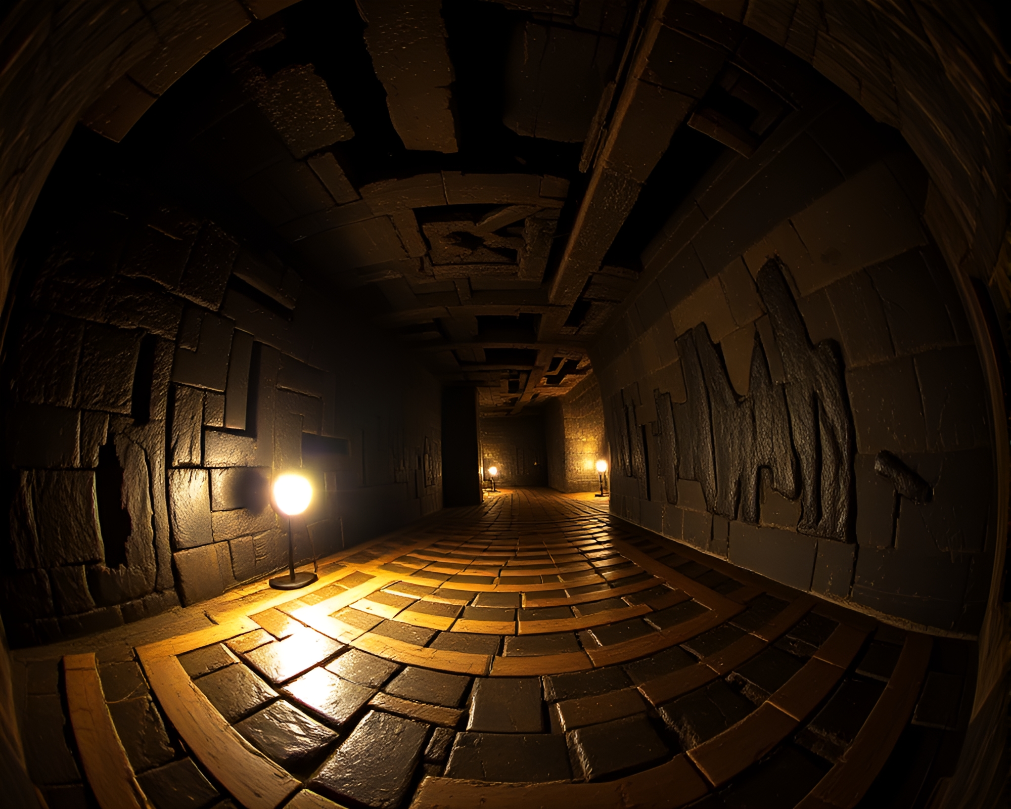 Ethereal Stippled Mirror Maze Dungeon Torchlight – free AI stock image