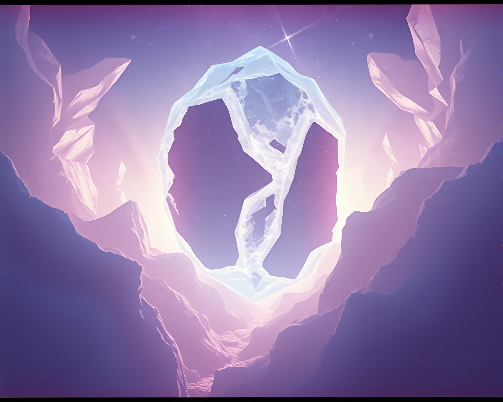 Multiverse Portal Emerging from Ice Crystal Universe – free AI stock image