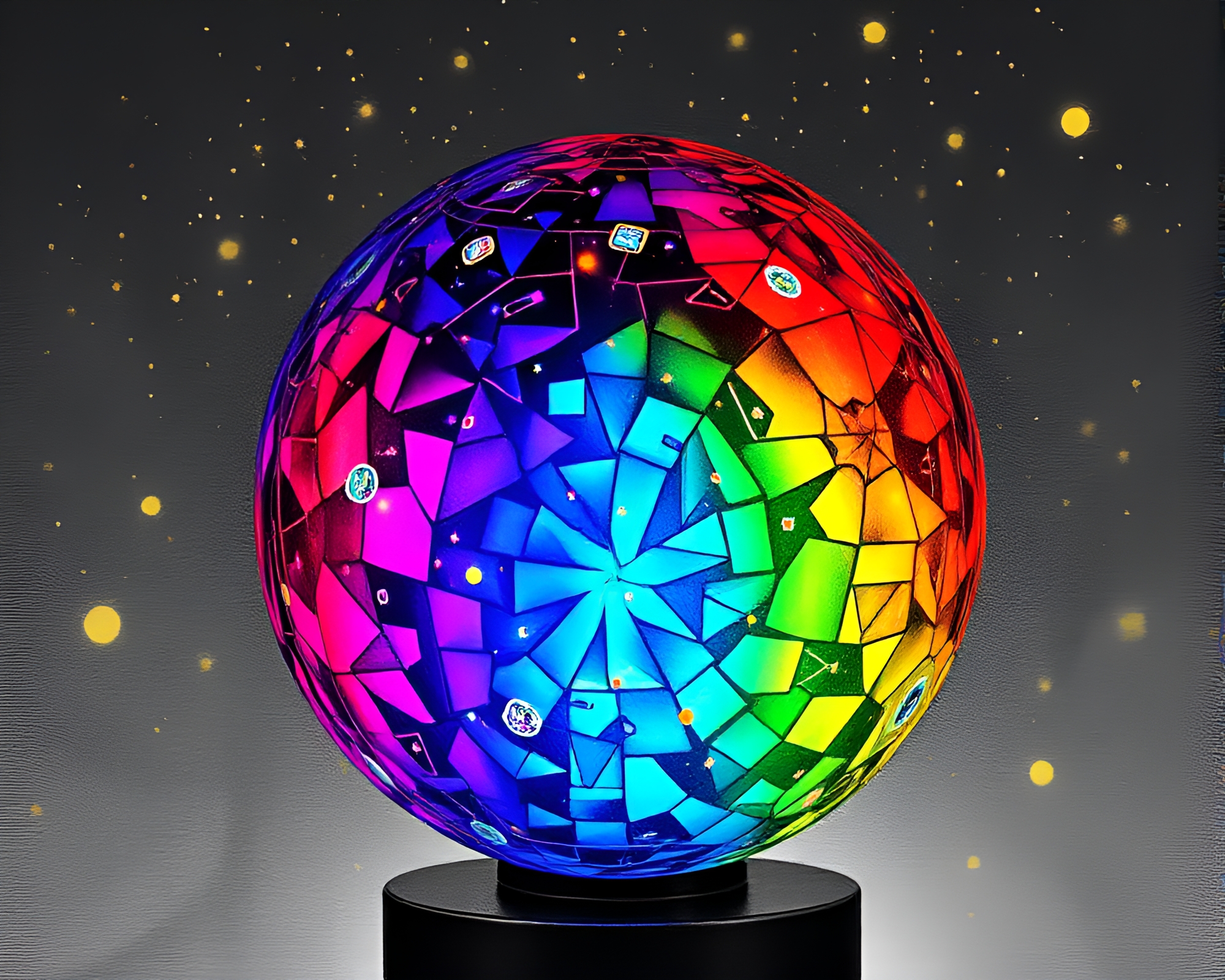 Engraved Cosmic Rainbow Kaleidoscope Lamp – free AI stock image