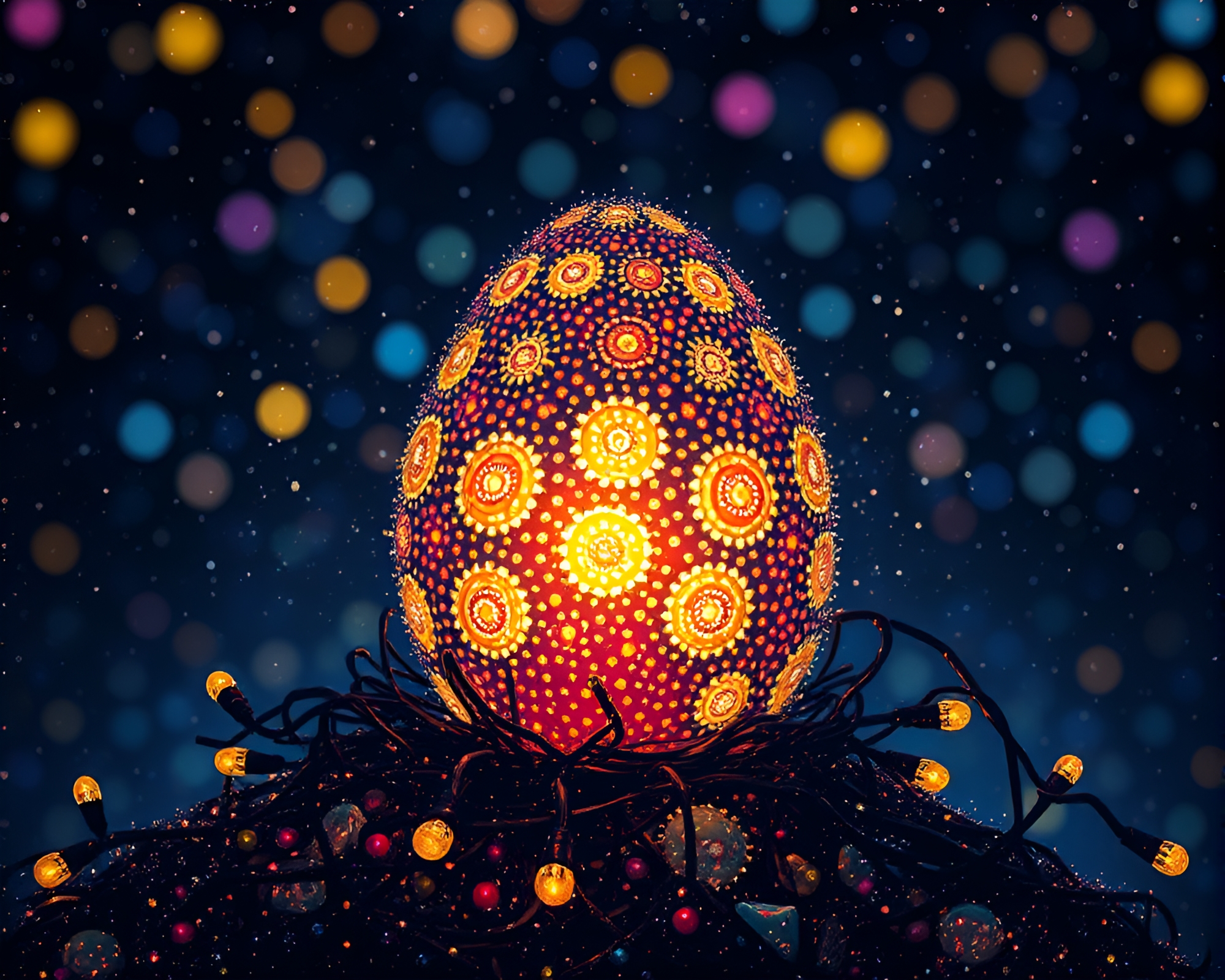 Dragon Egg Pointillist Carnival Lights Study – free AI stock image