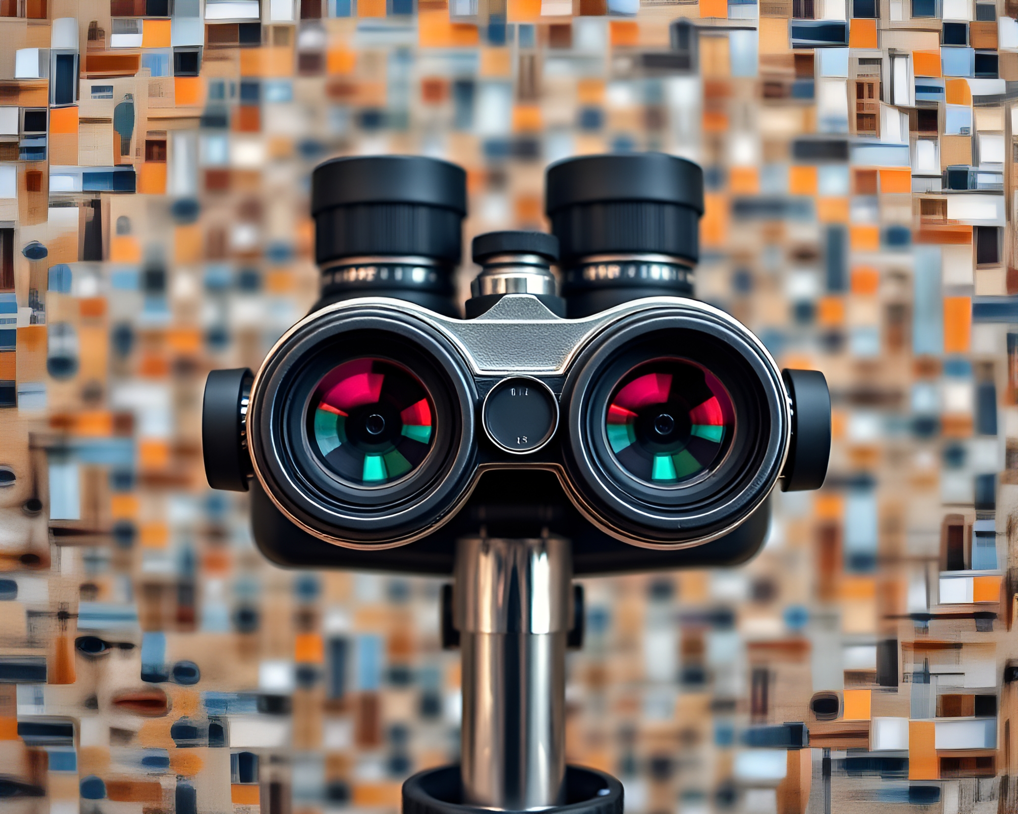 Binocular Mosaic Dream: Telephoto Amazement – free AI stock image