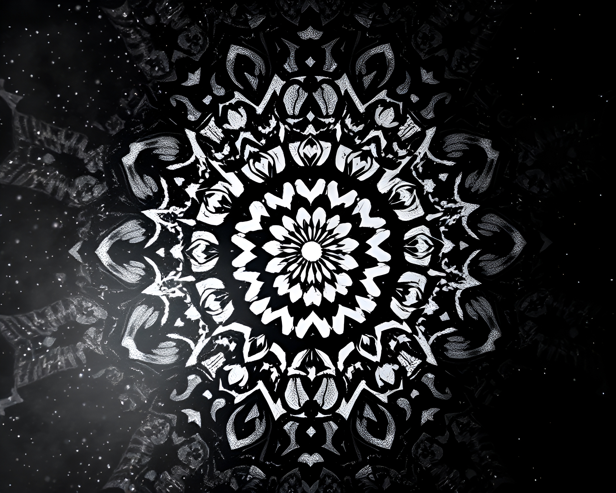 Checkered Mandala Illuminated by Crosshatch Dust Motes – free AI stock image