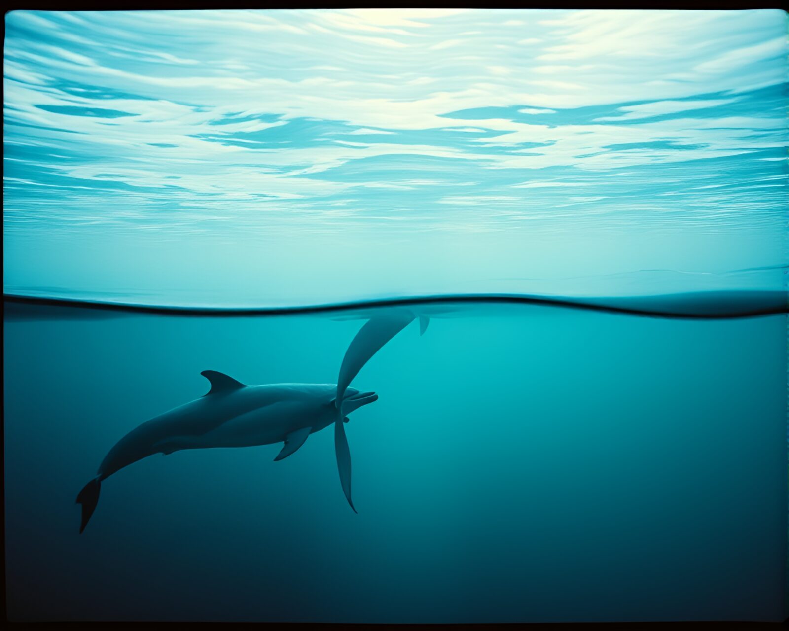 Soft shadowed image of Amazon river dolphin in film strip