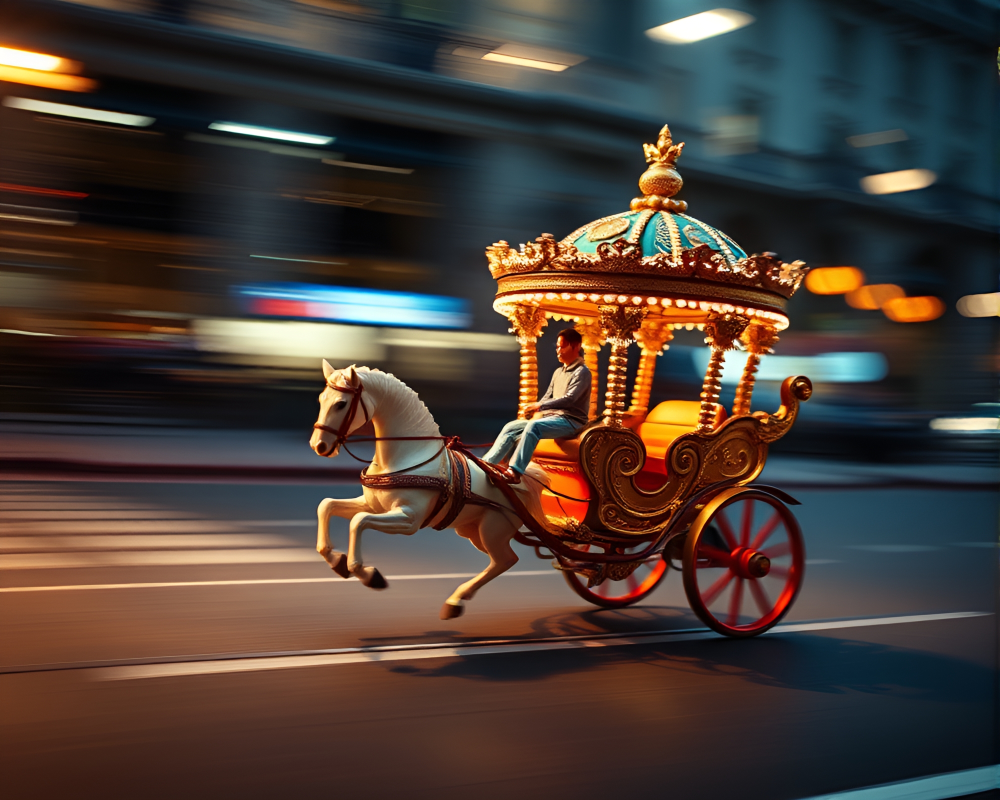 Chariot Races: Motion Blur Miniature Fantasy – free AI stock image
