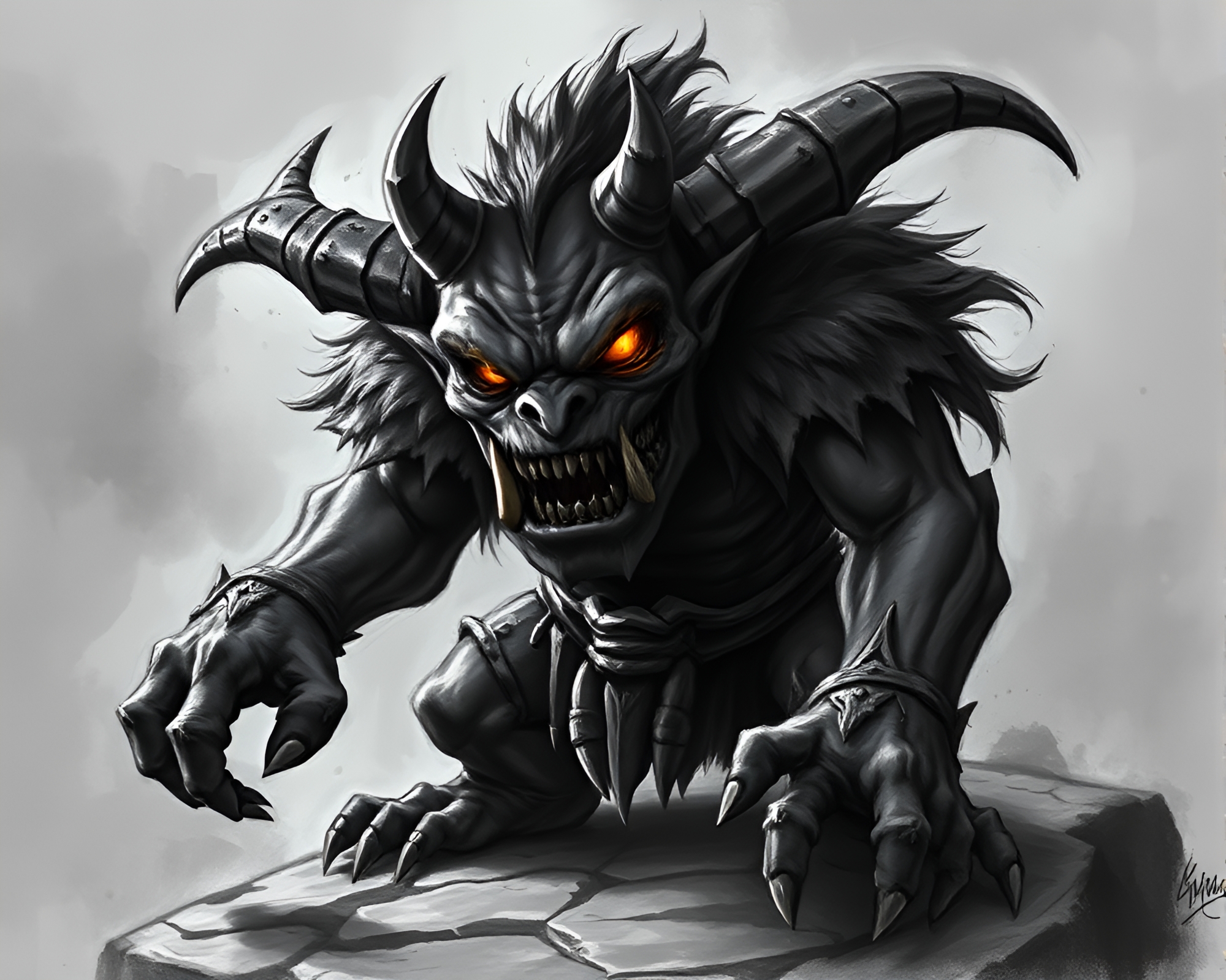 Enchanting Troll in Dungeon Torchlight – free AI stock image