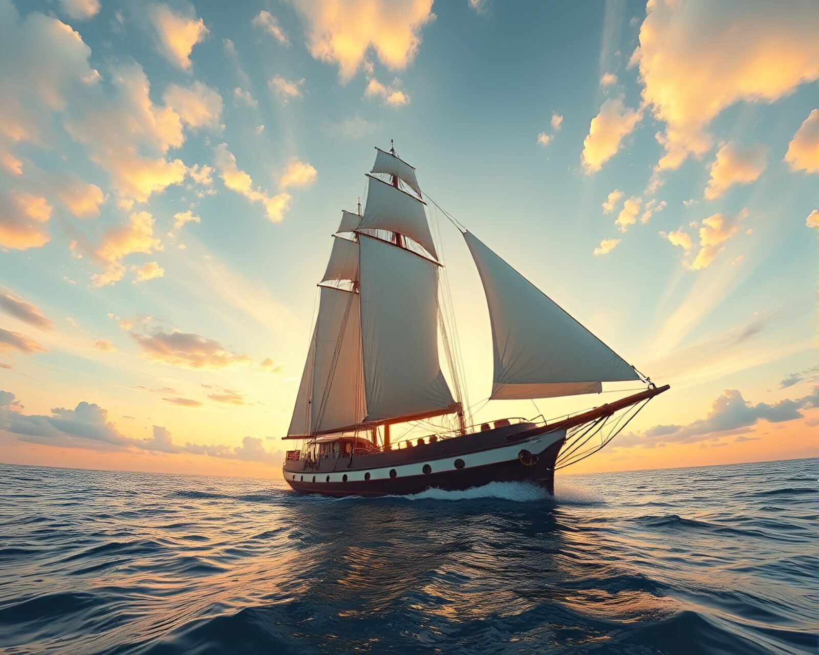 Neural styled image of a majestic sailing vessel at dawn