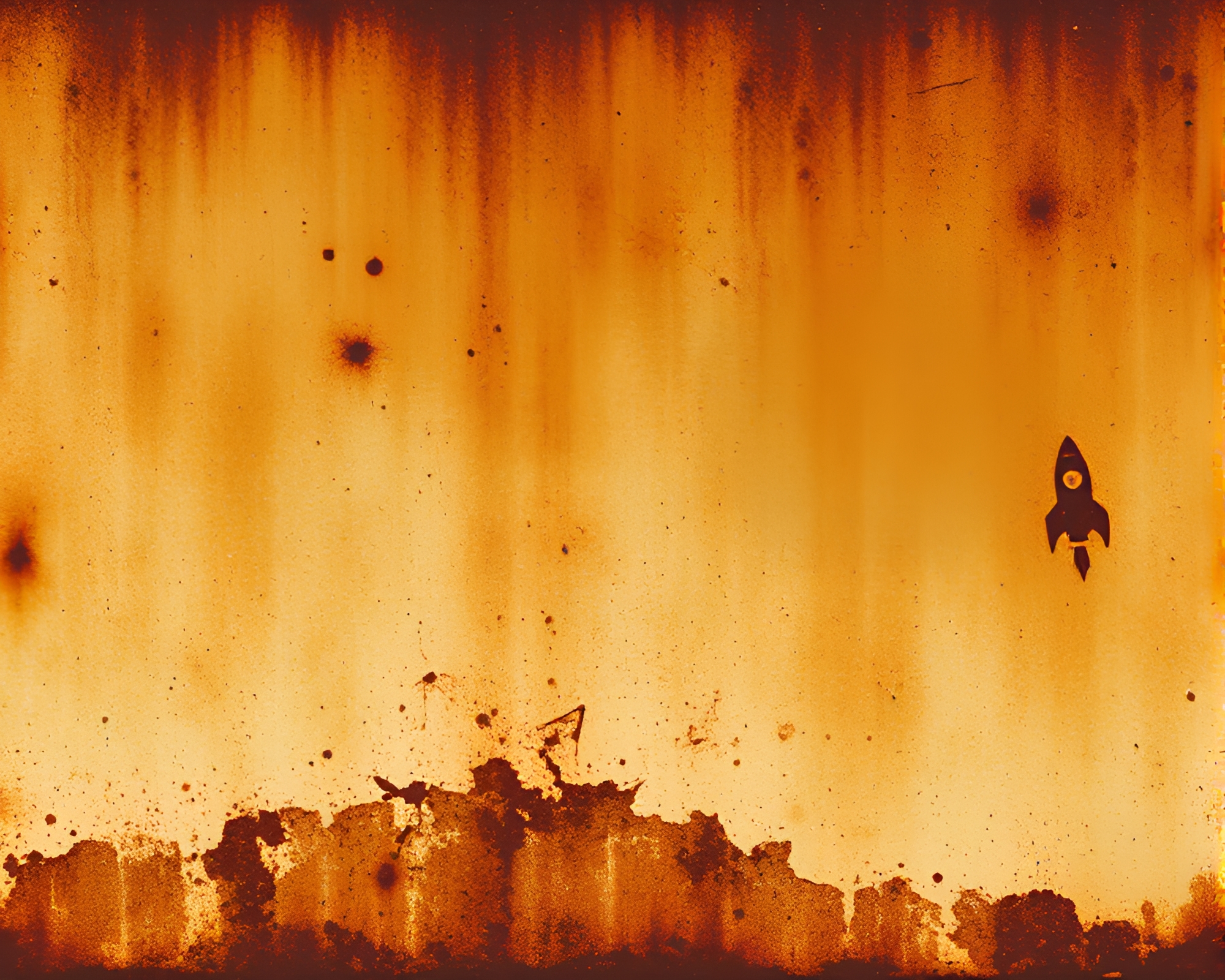 Rocket Ship Covered in Rust Patina, Acid Wash Palette – free AI stock image