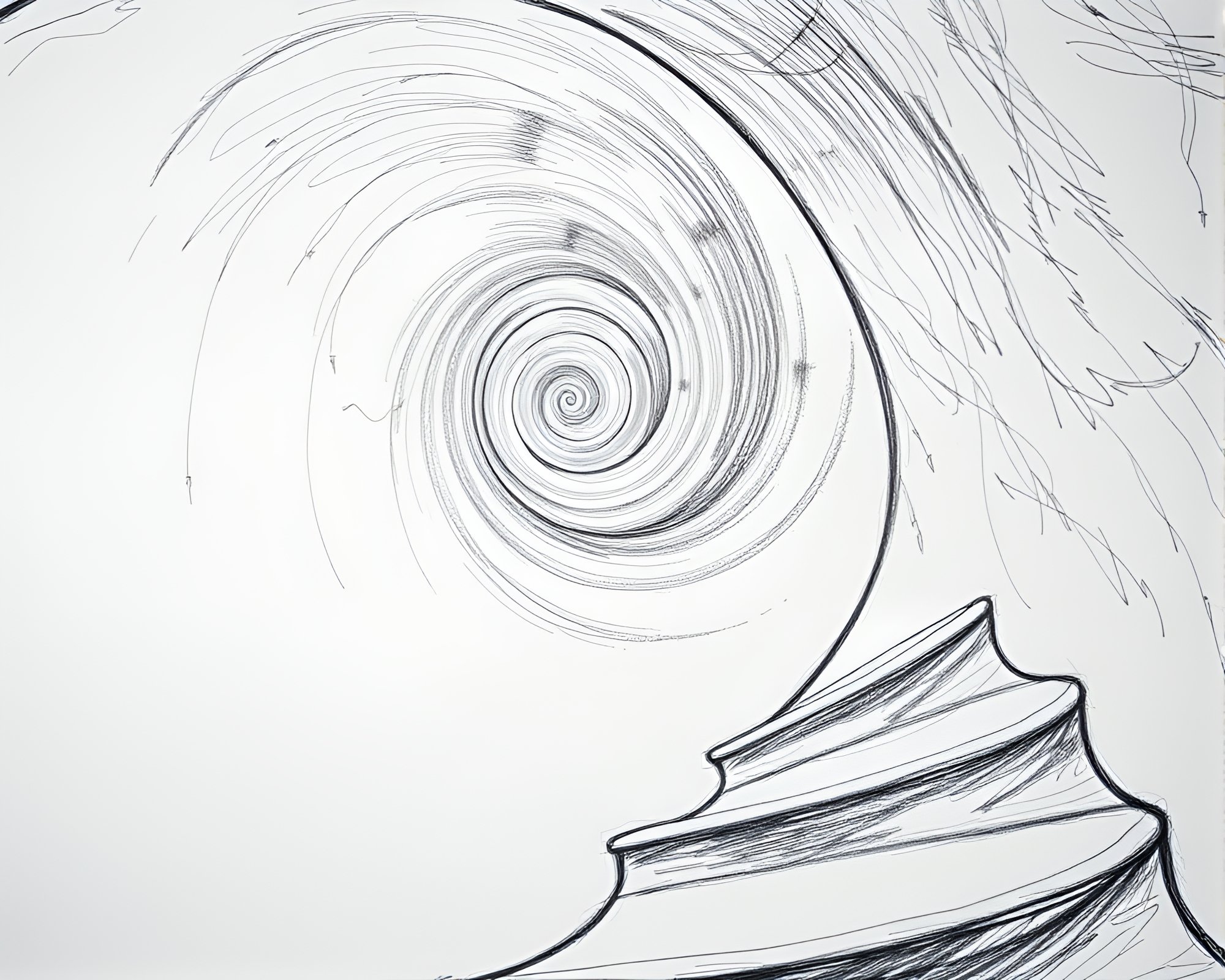 Escher-inspired Milky Way Pencil Sketch Staircase – free AI stock image