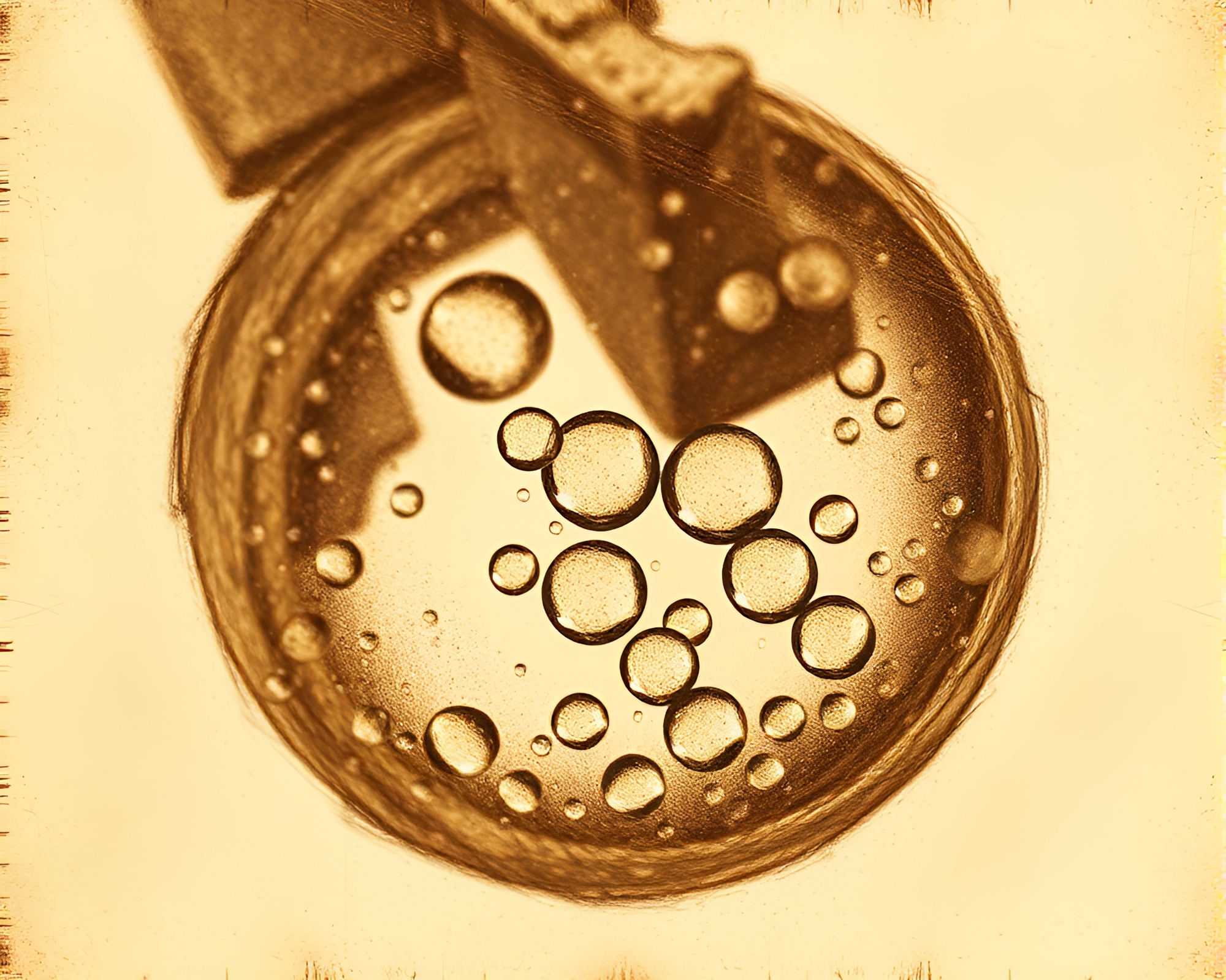 Mesmerizing Conté Crayon Drawing of Water Droplets under Microscope – free AI stock image
