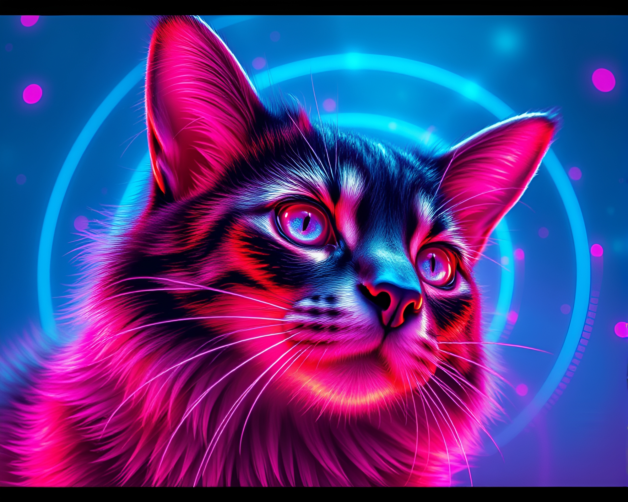Holographic Pet in Synthwave Spiral – free AI stock image