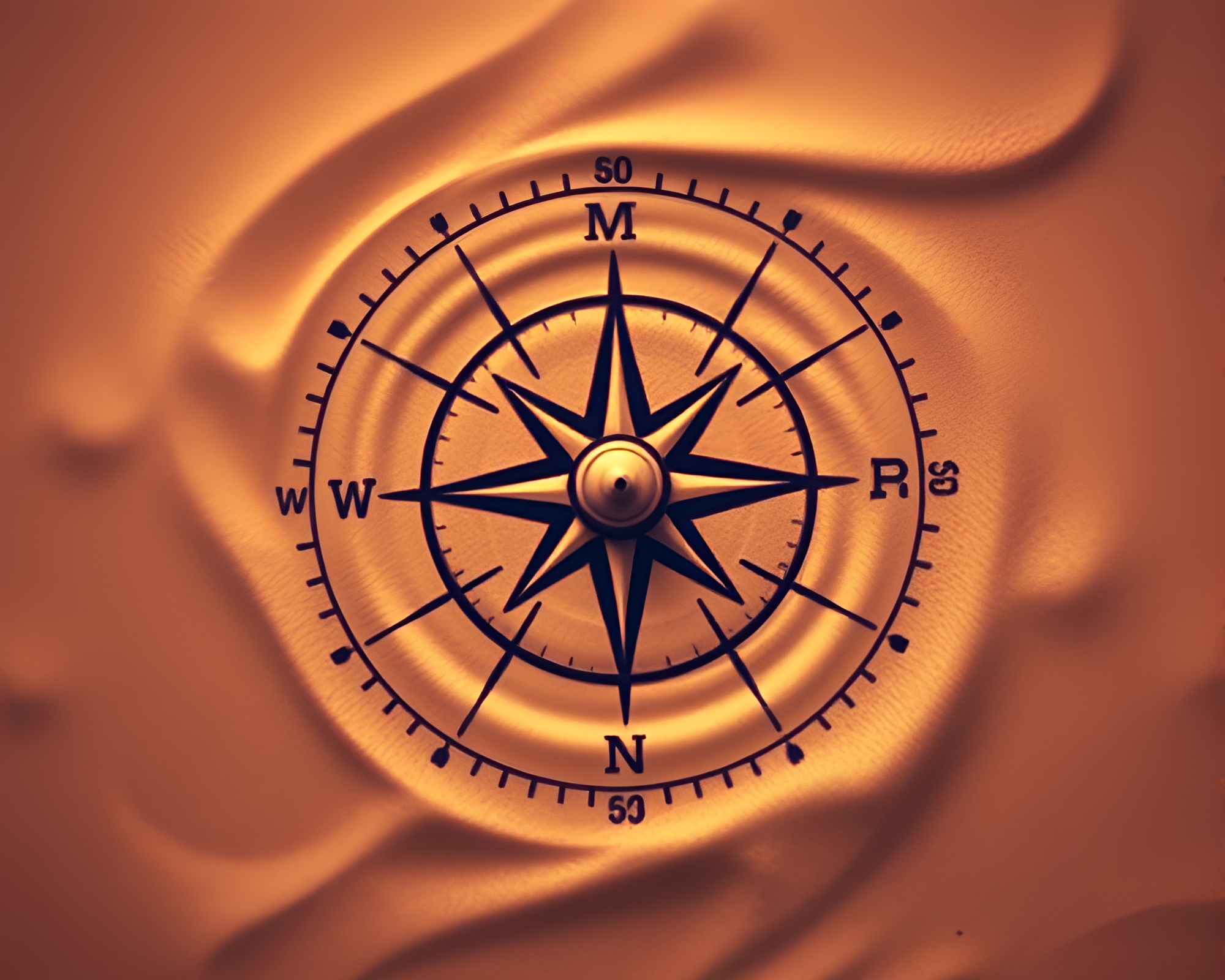Mesmerizing Compass Sand Swirl Pattern in Sepia Infrared – free AI stock image