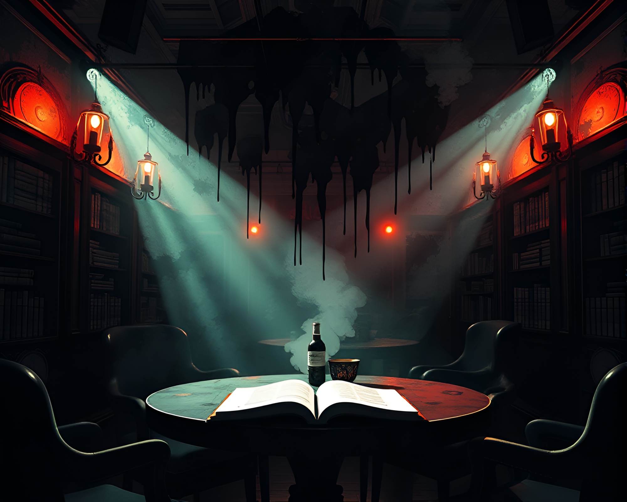 Ethereal Poe-inspired Low-Poly Ink Wash Strobe Art – free AI stock image
