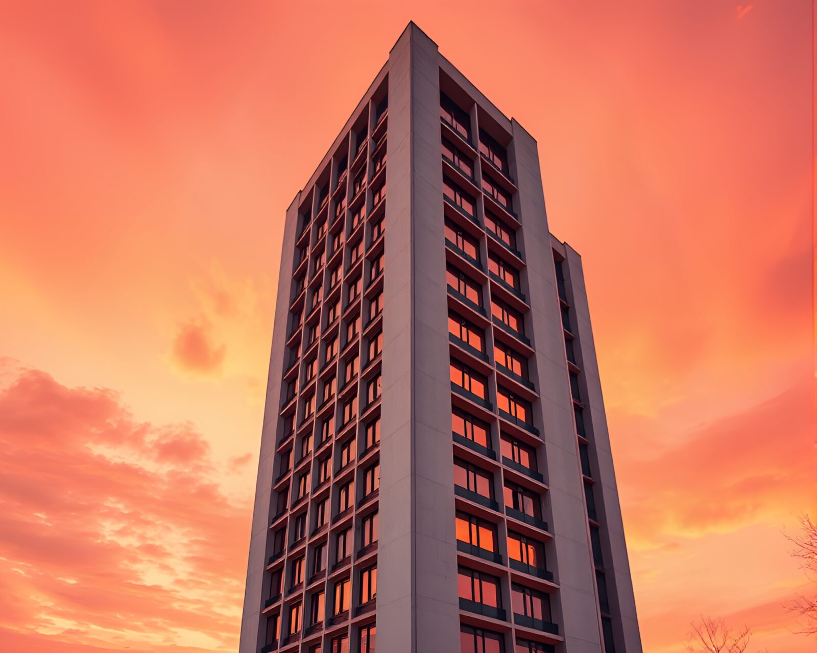Abstract sunset lighting on an architectural trompe-l'oeil masterpiece