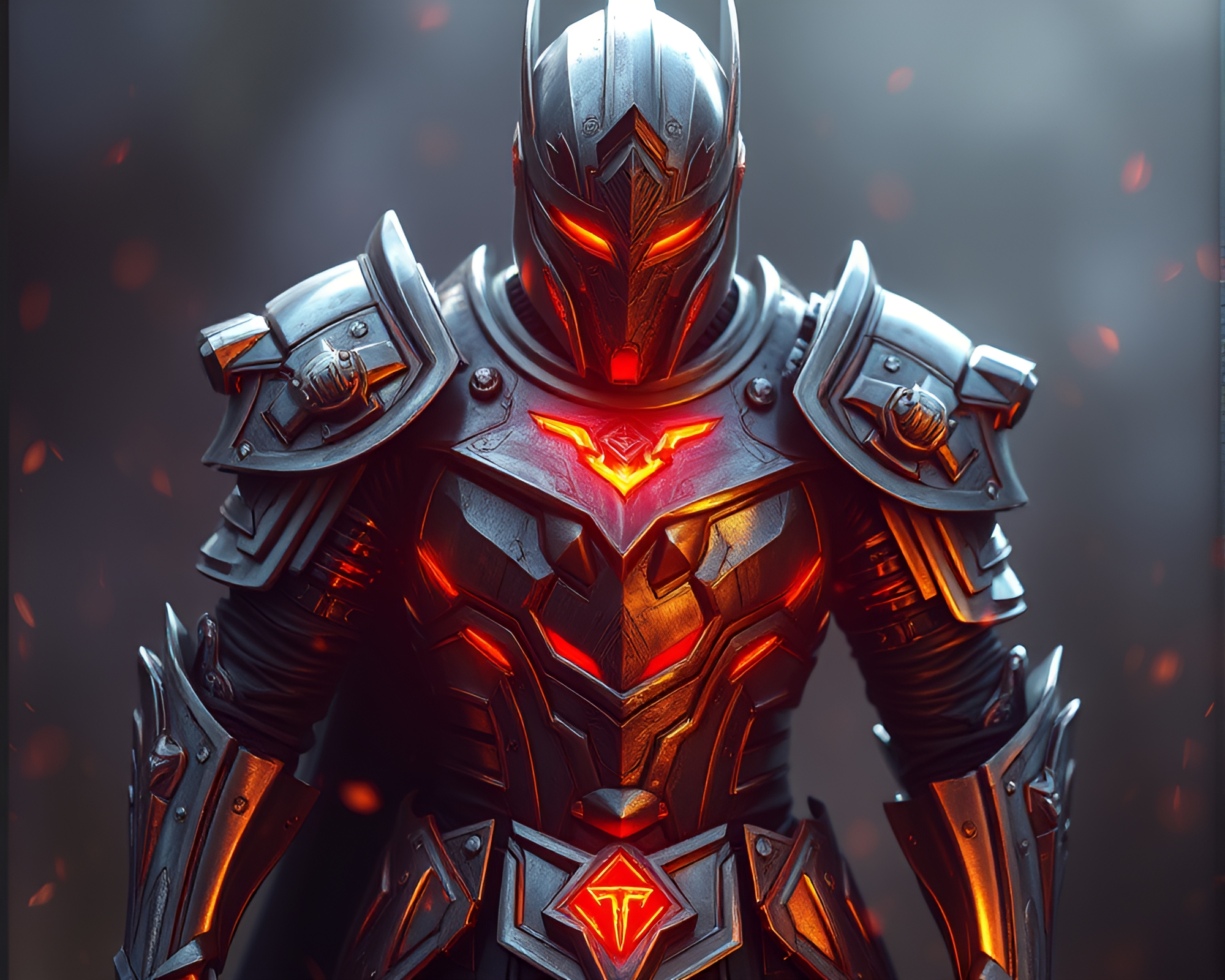 Holographic Armor Warrior in Intricate Battle Scene – free AI stock image