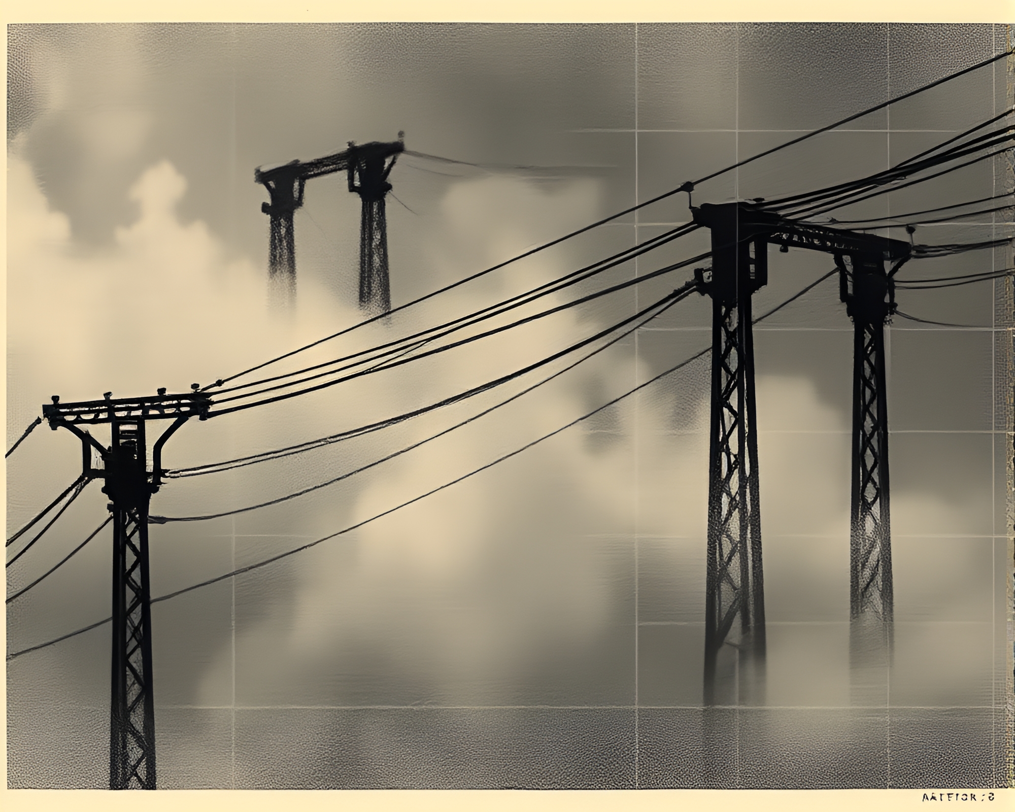 Morse Code Telegraph Wireframe Print in Smoky Haze – free AI stock image