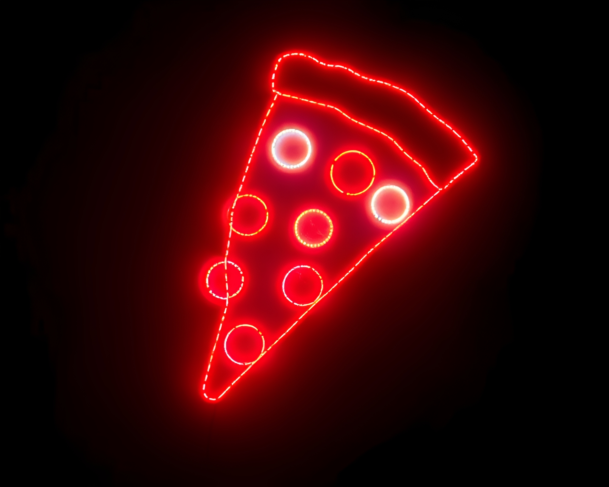 Pizza Slice in LED Matrix Art – free AI stock image