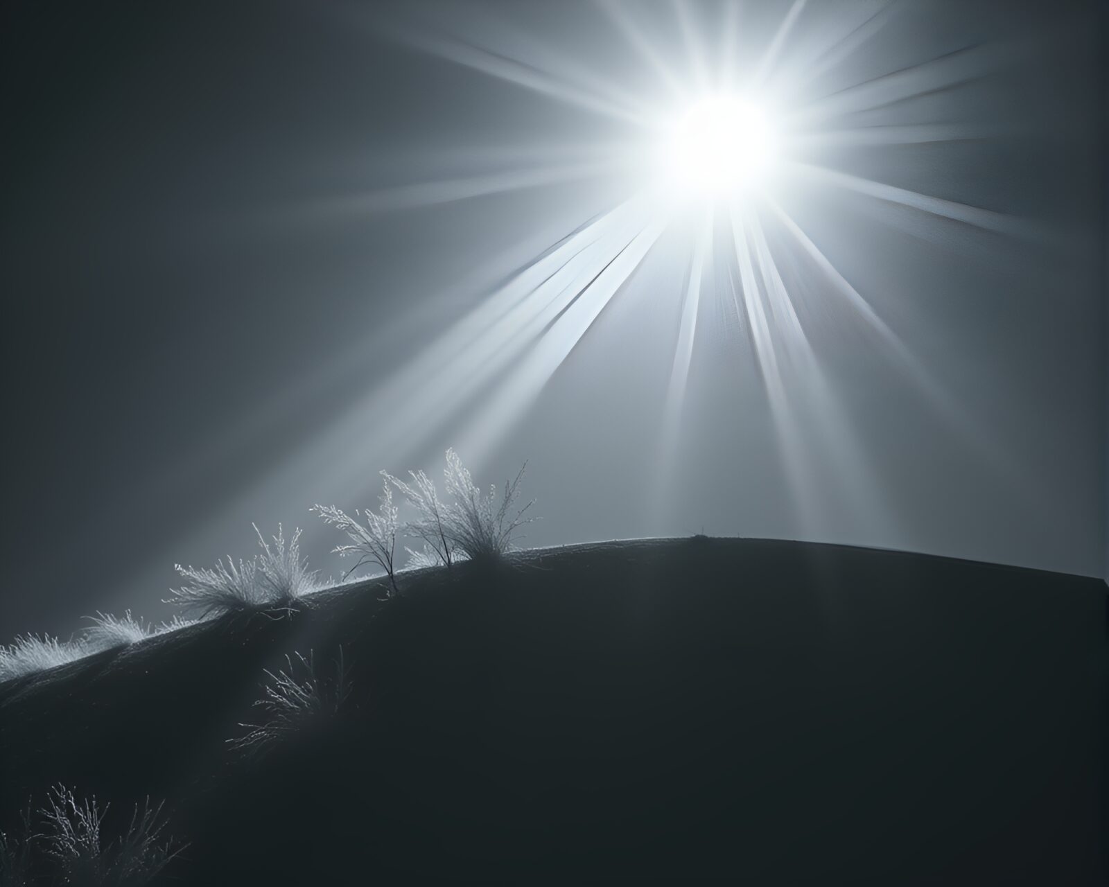 Dwarf silhouette surrounded by warm infrared light beams