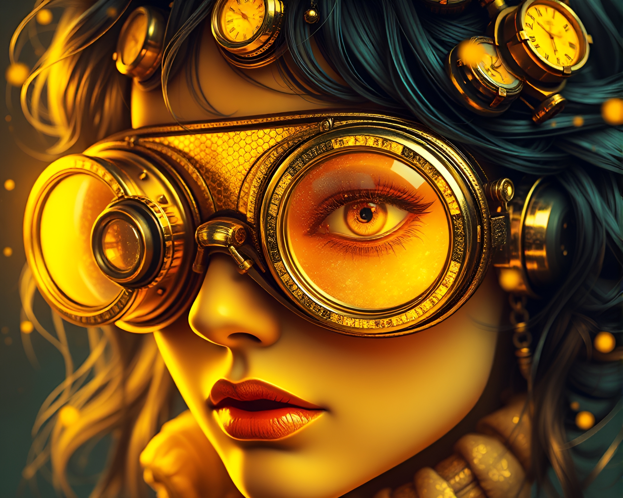 Steampunk Goggles Crowned in Gold Foil Accent – free AI stock image