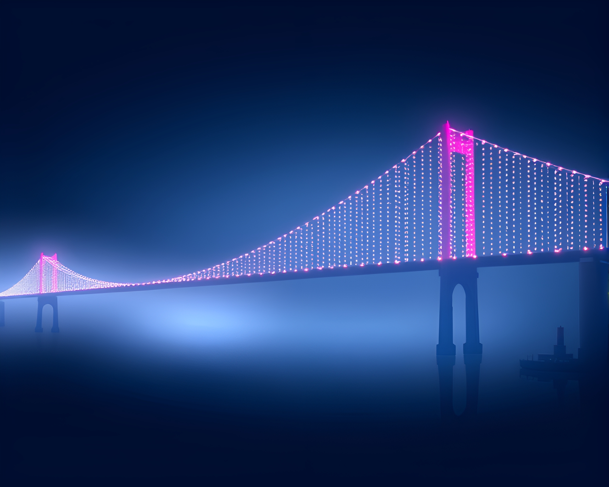 Pointillist Suspension Bridge: Pastel Shadows – free AI stock image
