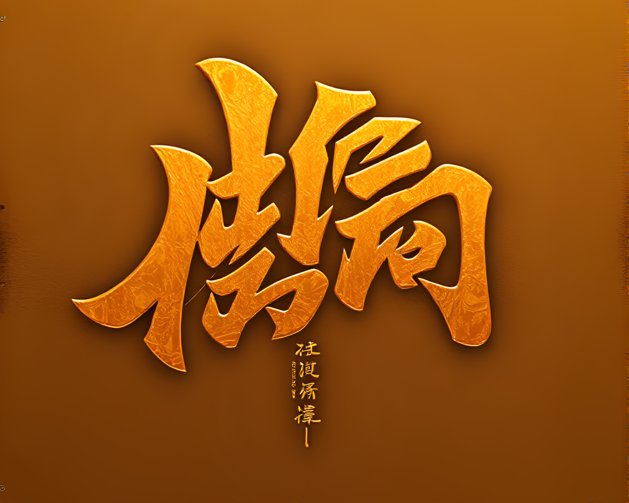 Futuristic Ink Calligraphy in Bronze Patina Atmosphere – free AI stock image