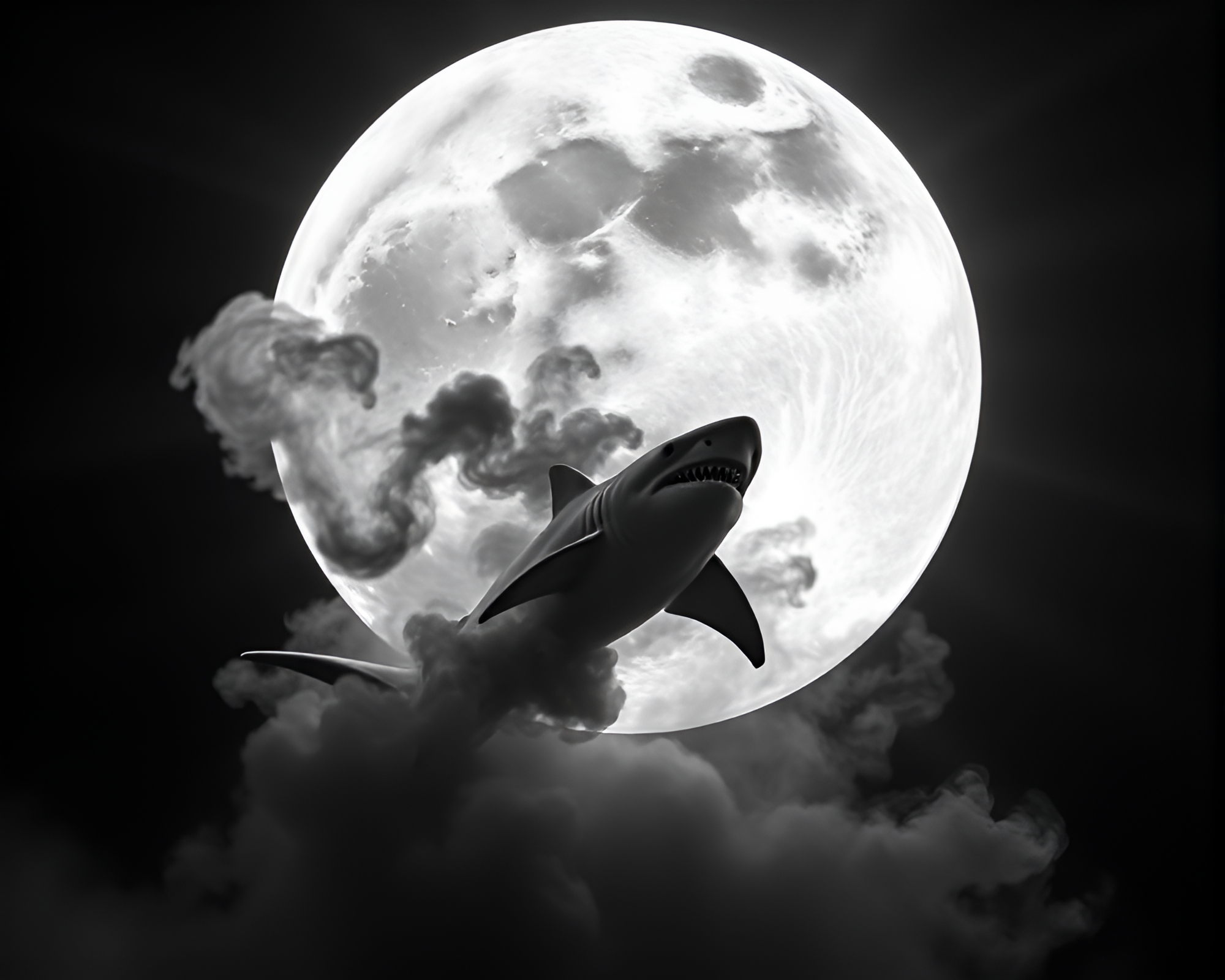 Swirling Smoke Plume Surrounds Lunar Shark – free AI stock image