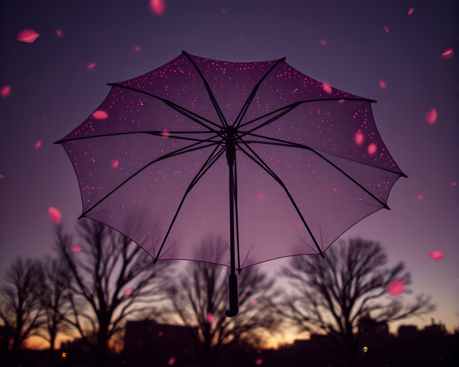 Digital twilight haze with kaleidoscope fragments and infrared umbrella