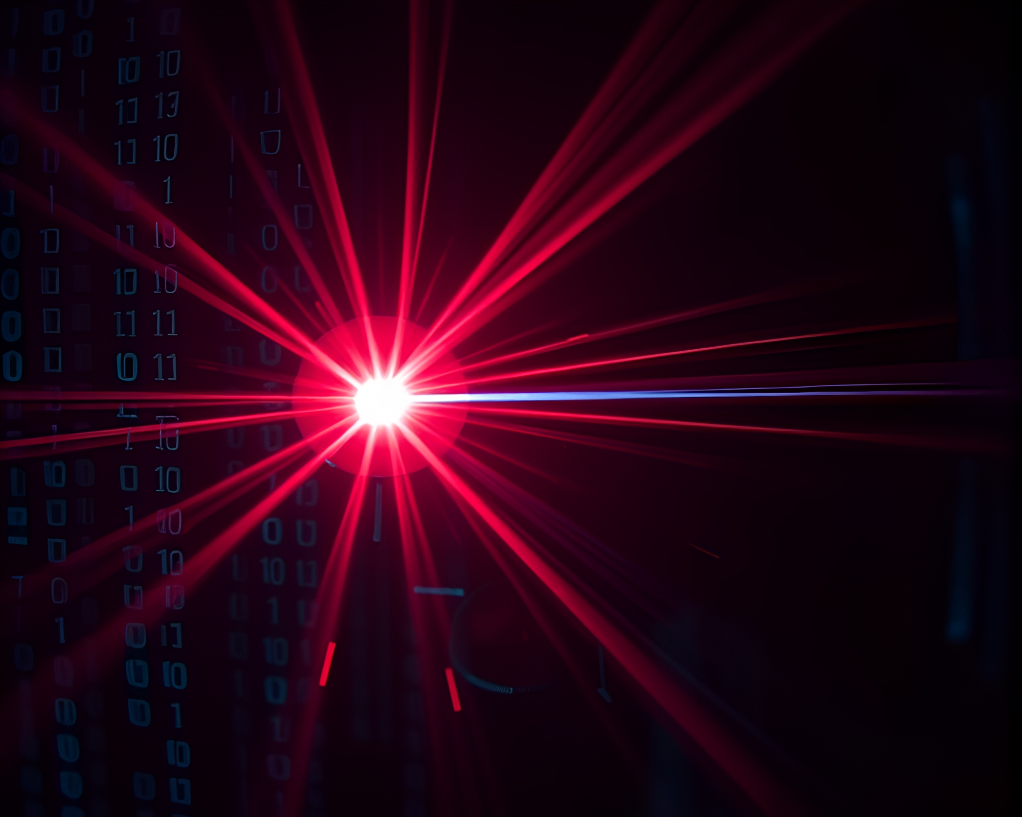 Techno Tattoo: Binary Code Lens Flare Art – free AI stock image