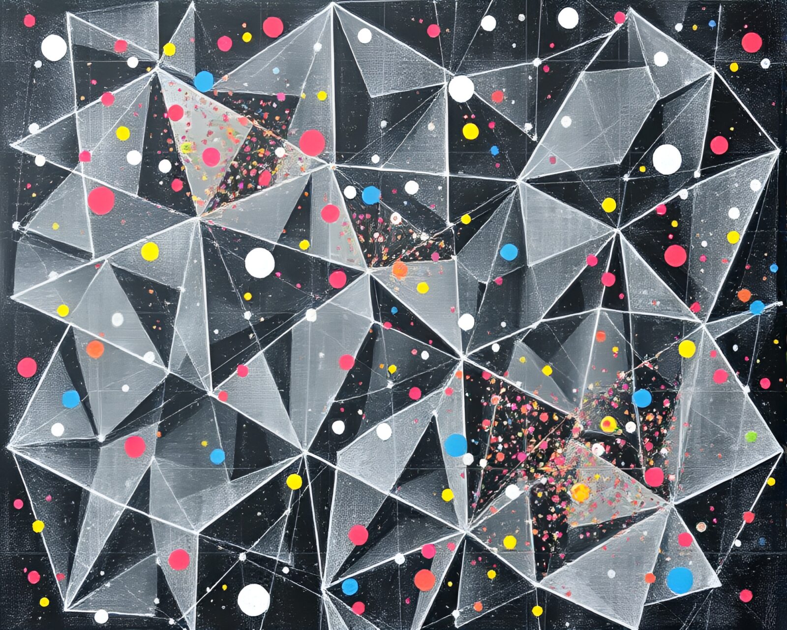 Grisaille confetti-colored chalk-scribbled tessellation art