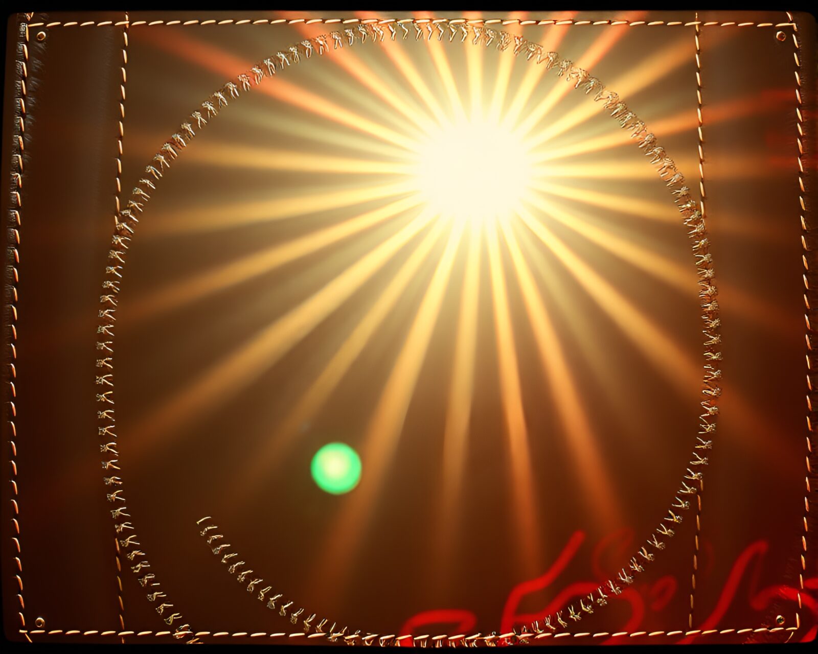 Sunlight streaming through stitched pattern in mirrored maze