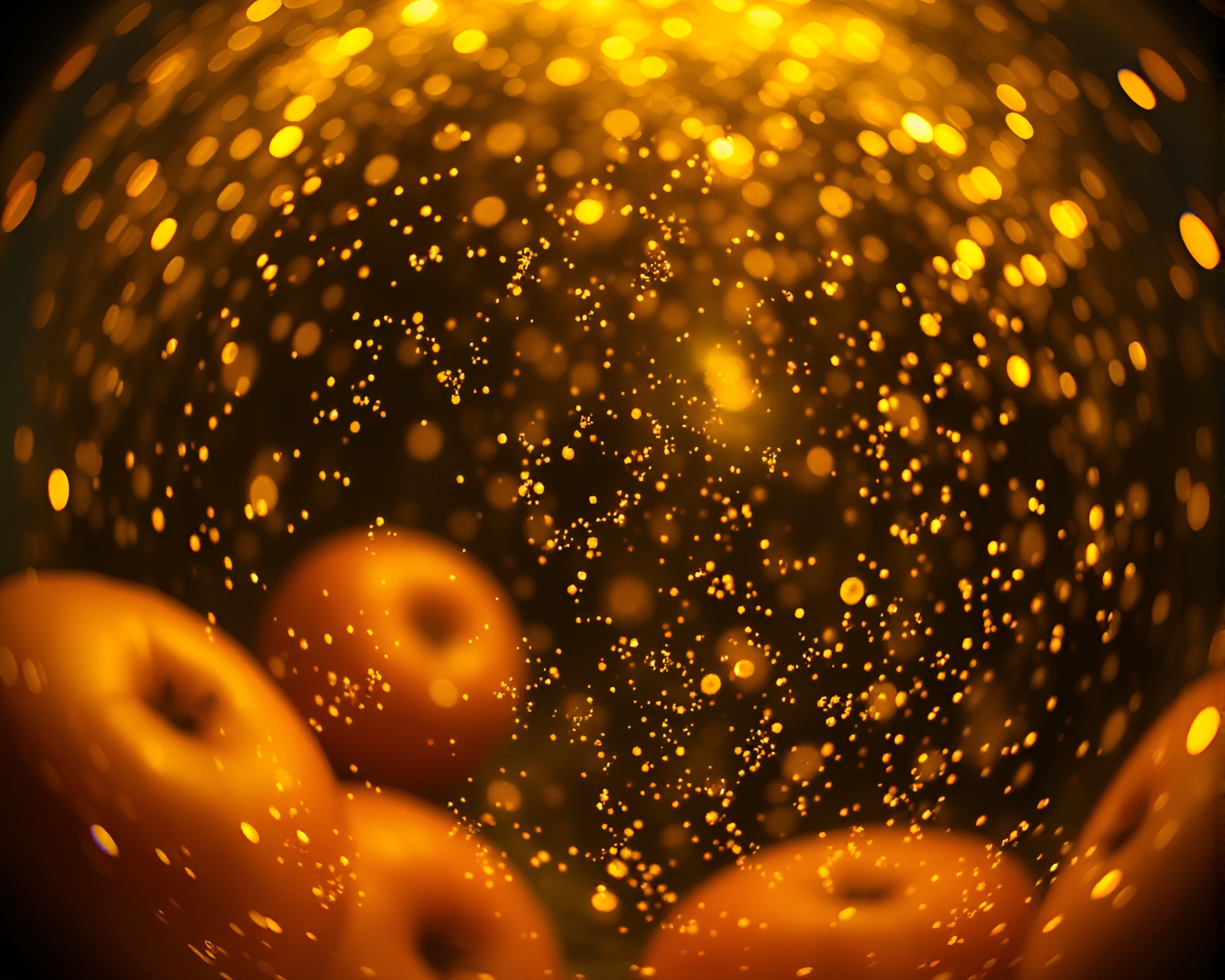 Bioluminescent Apple Cider Dance in Fisheye Wonderland – free AI stock image