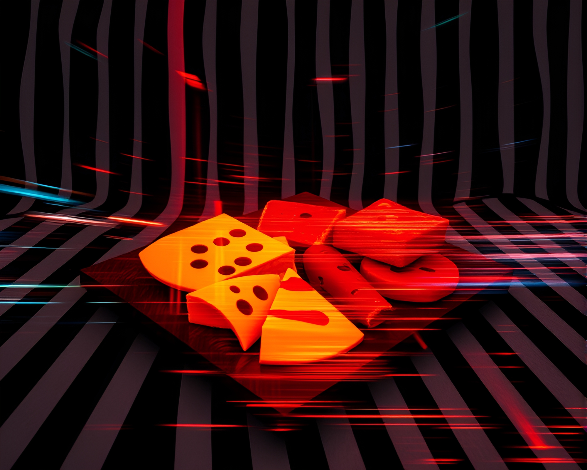 Neon Graffiti Cheese Platter Double Exposure Photography – free AI stock image