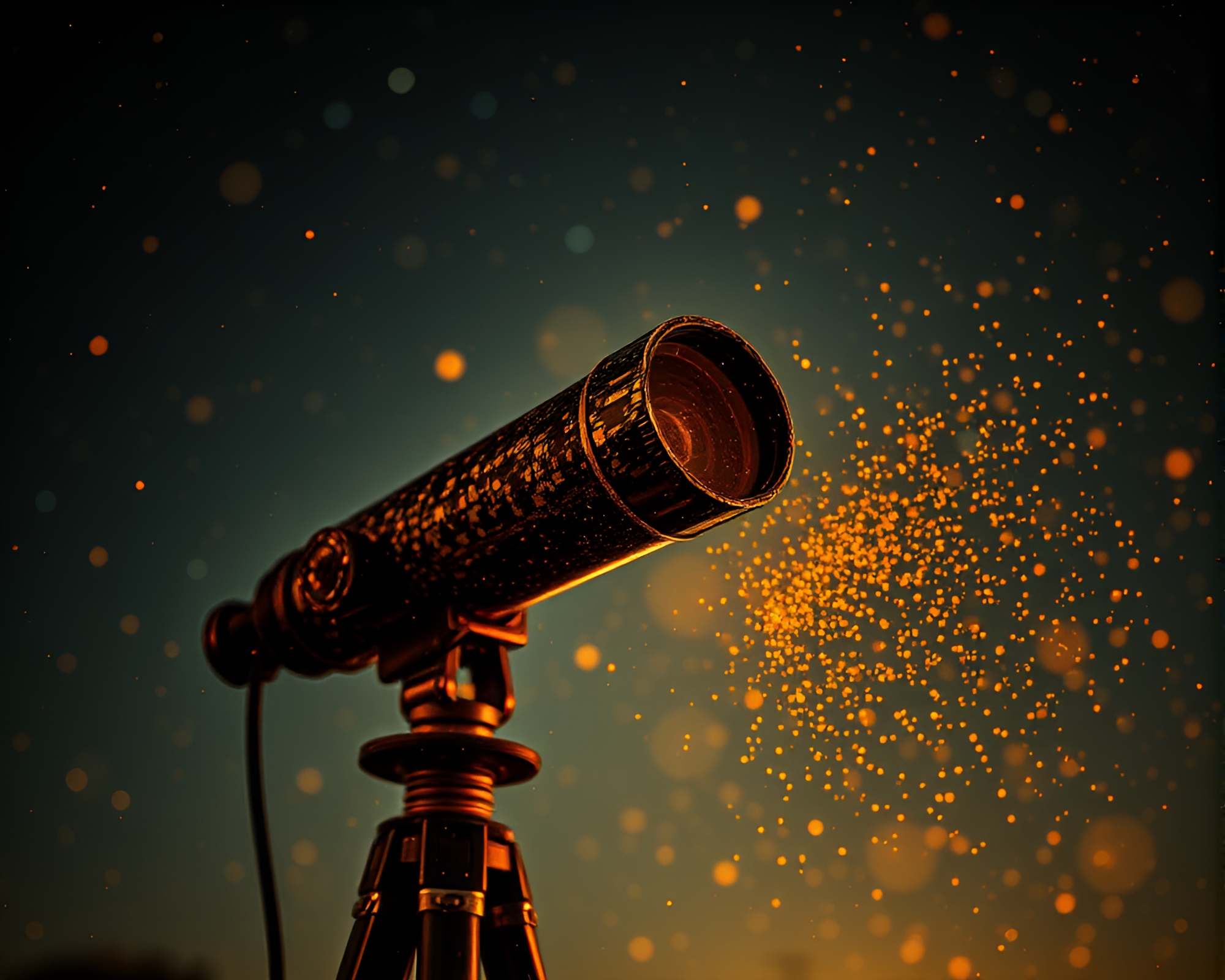 Vintage Telescope Fragmented Mosaic Encounter – free AI stock image