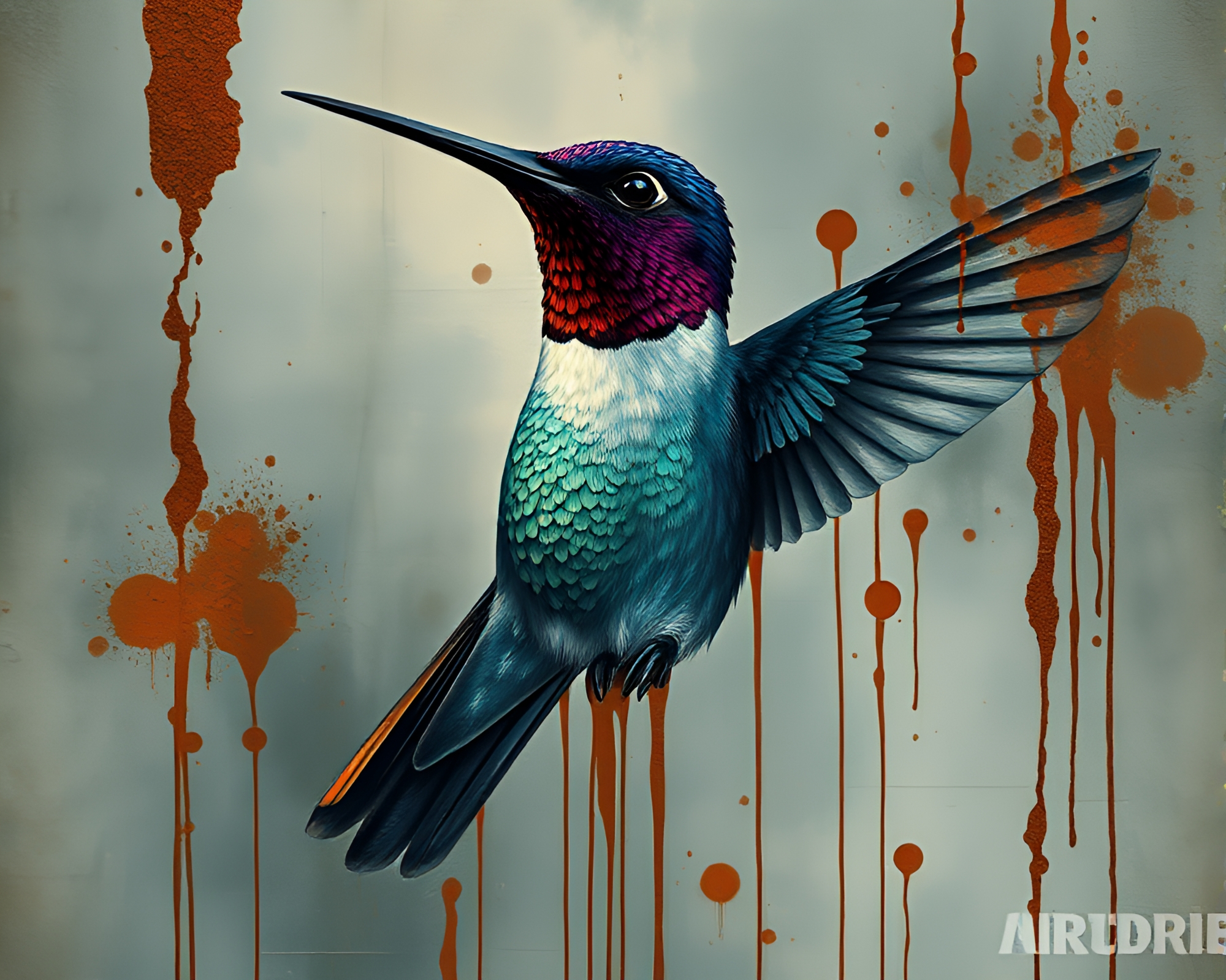 Futuristic Hummingbird in Indigo Mystery – free AI stock image