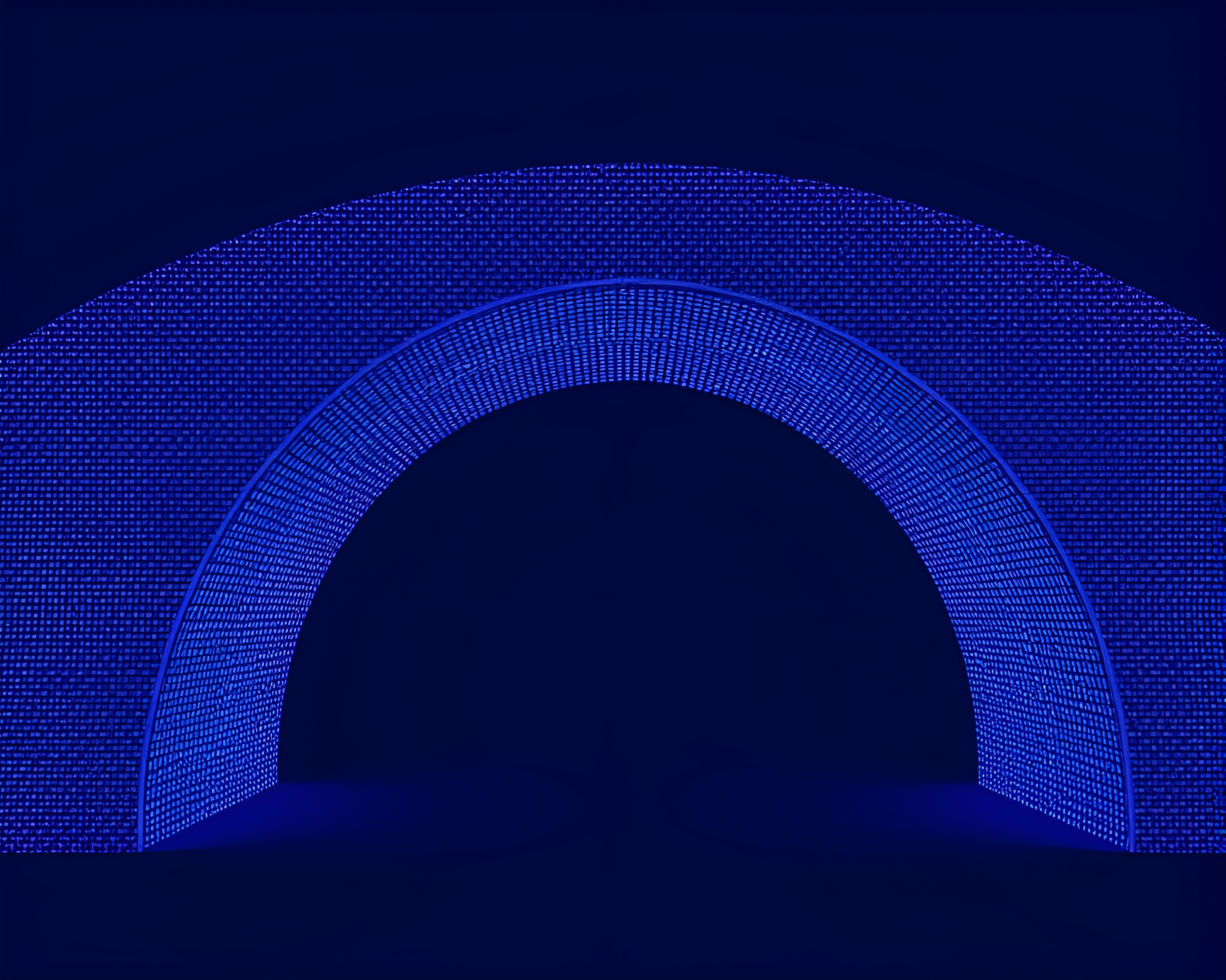 Halftone Grid Arch Bridge in Cobalt Blue Photogrammetry – free AI stock image