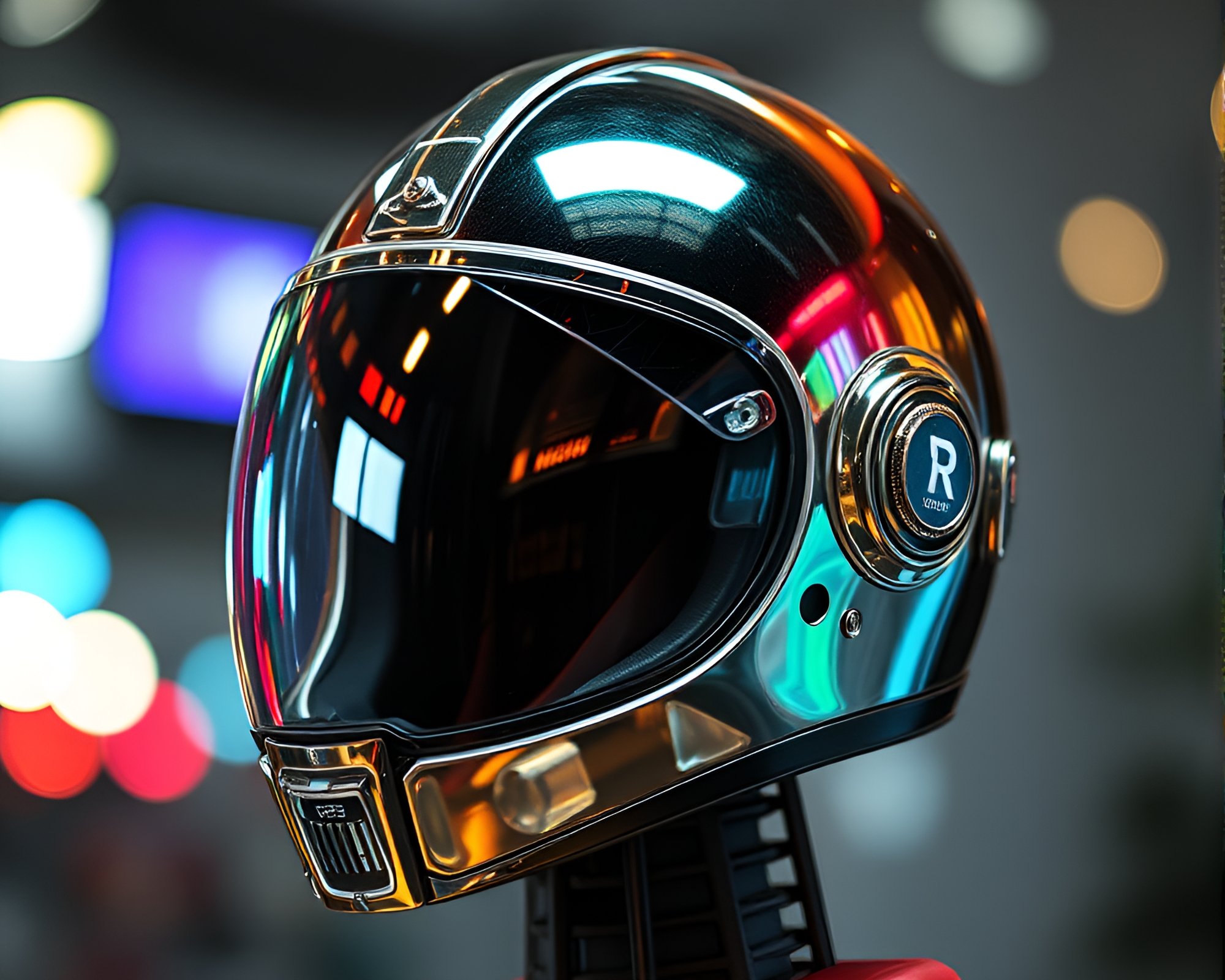 Retro Futurism Helmet with Foil Stamping – free AI stock image