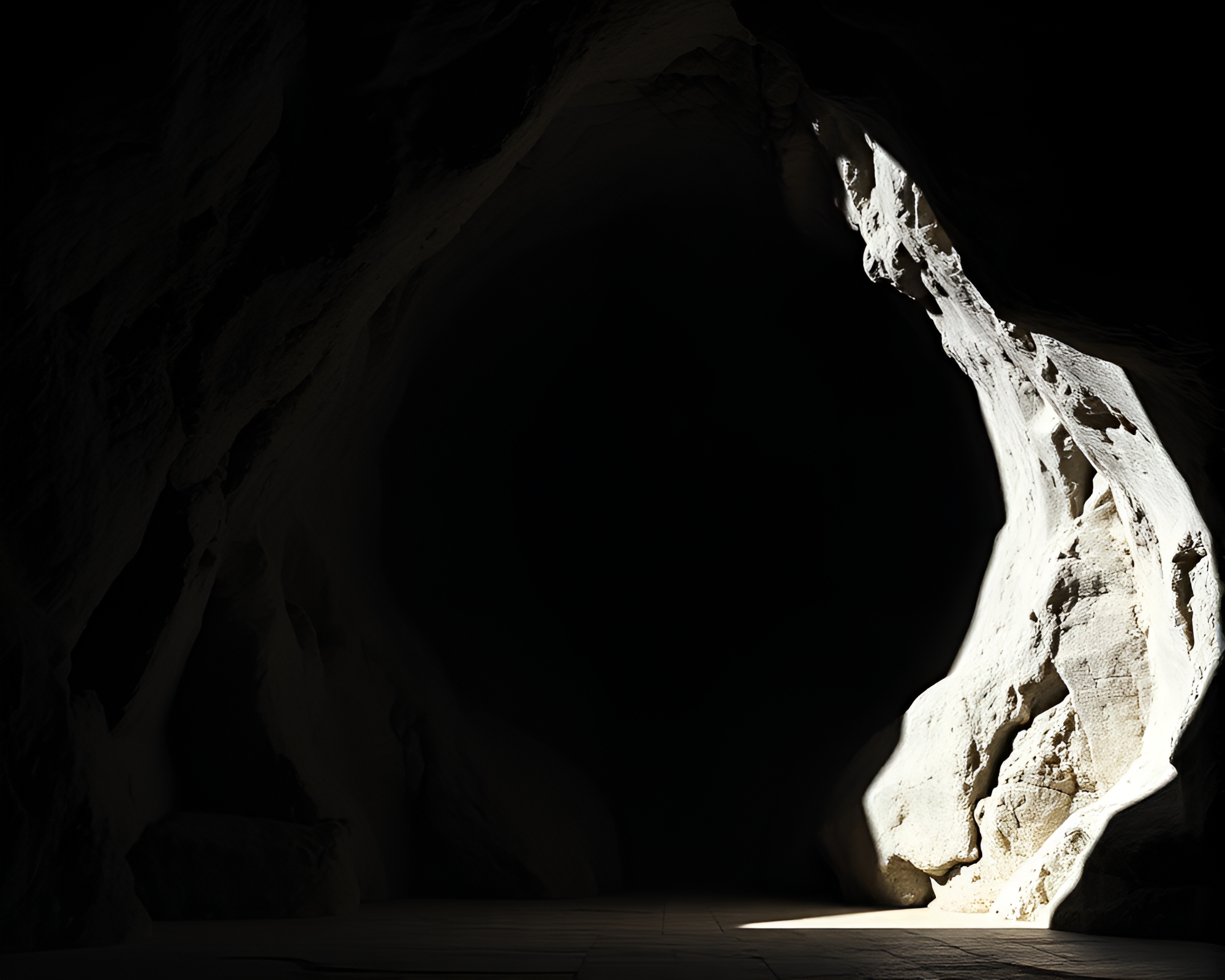 Ancient Cave Ritual: Eclipse Shadows in 3D – free AI stock image