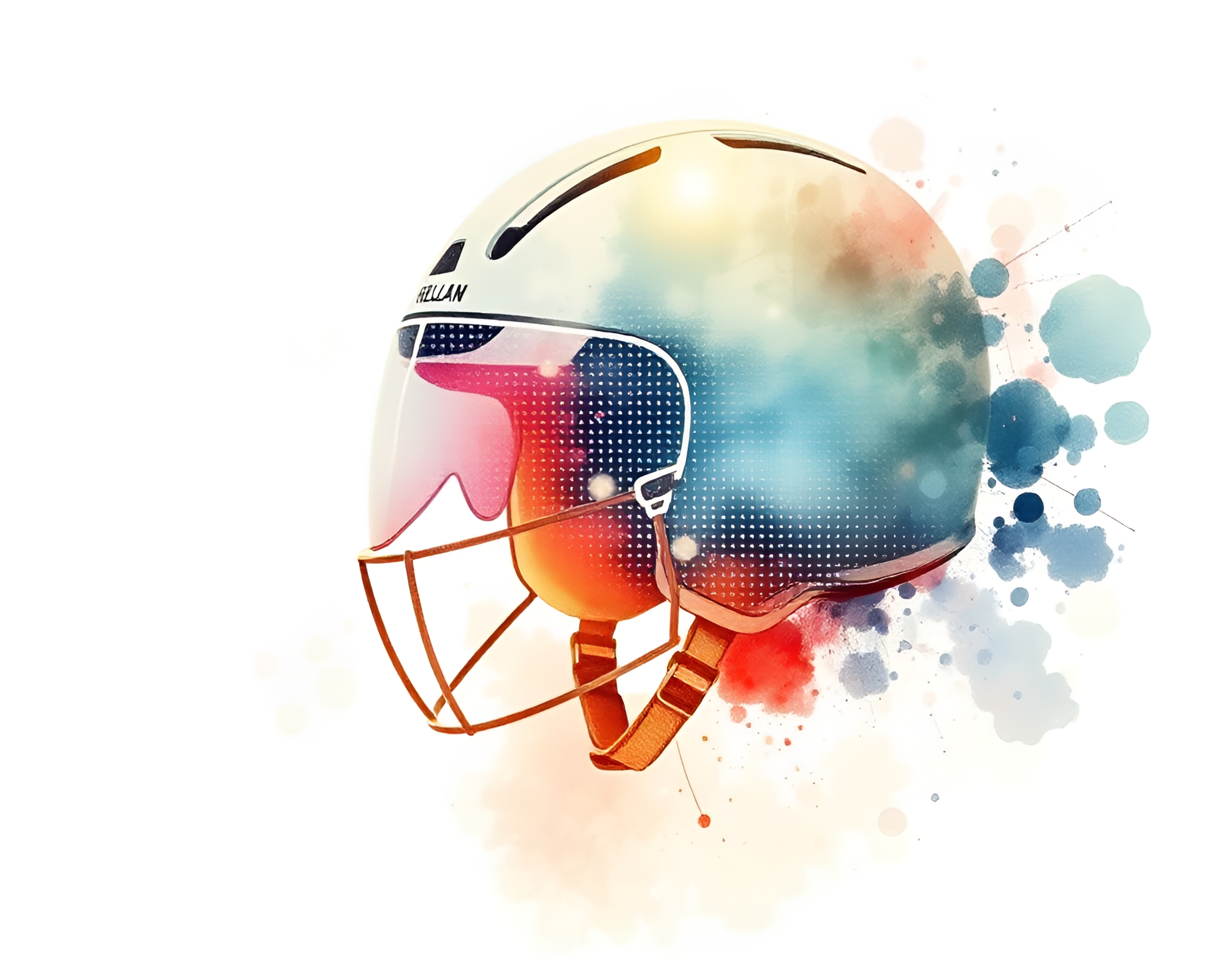 Halftone Grid Helmet: Algorithmic Watercolor Art – free AI stock image