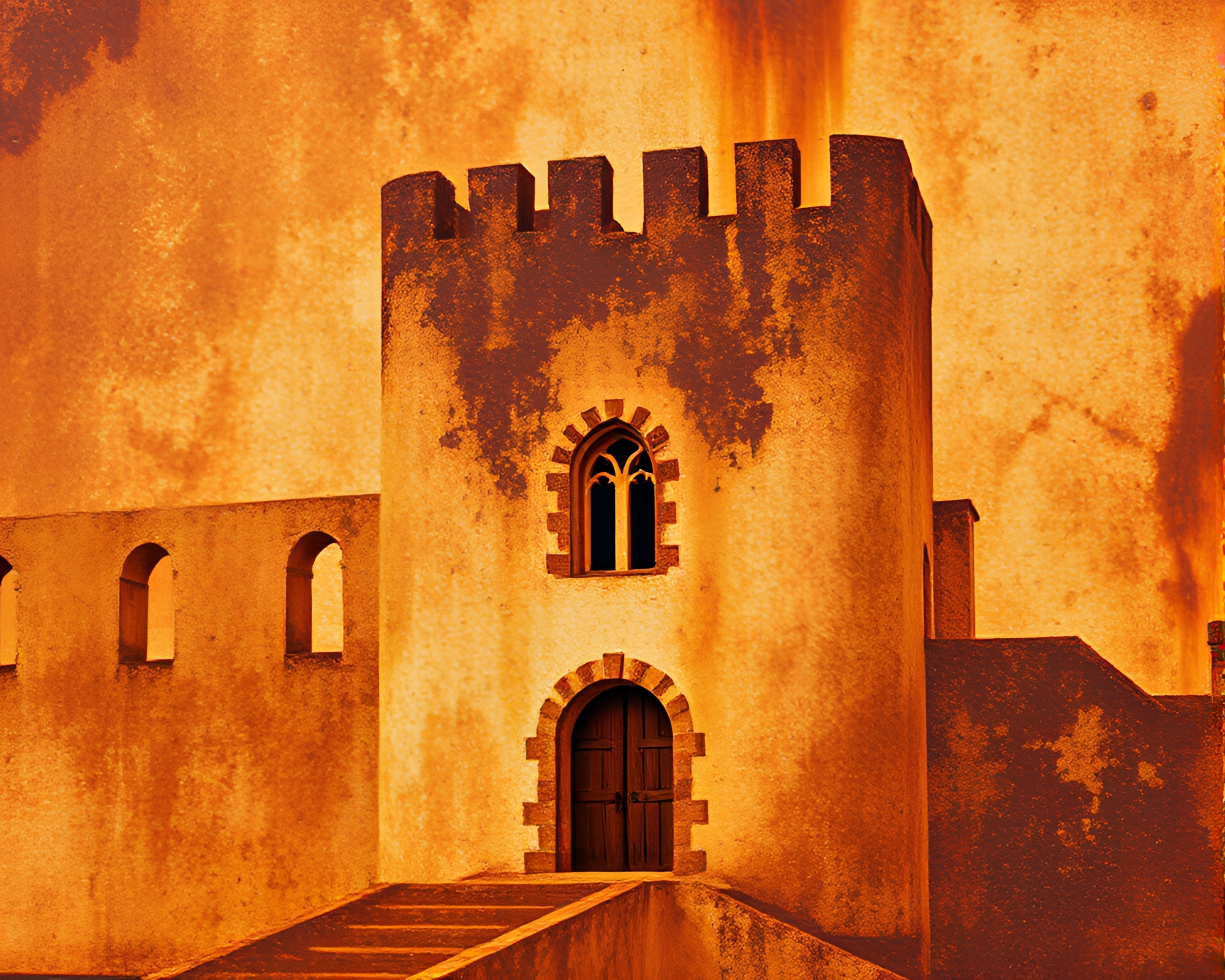 Deserted Castle: Rusty Flakes Divisionism – free AI stock image