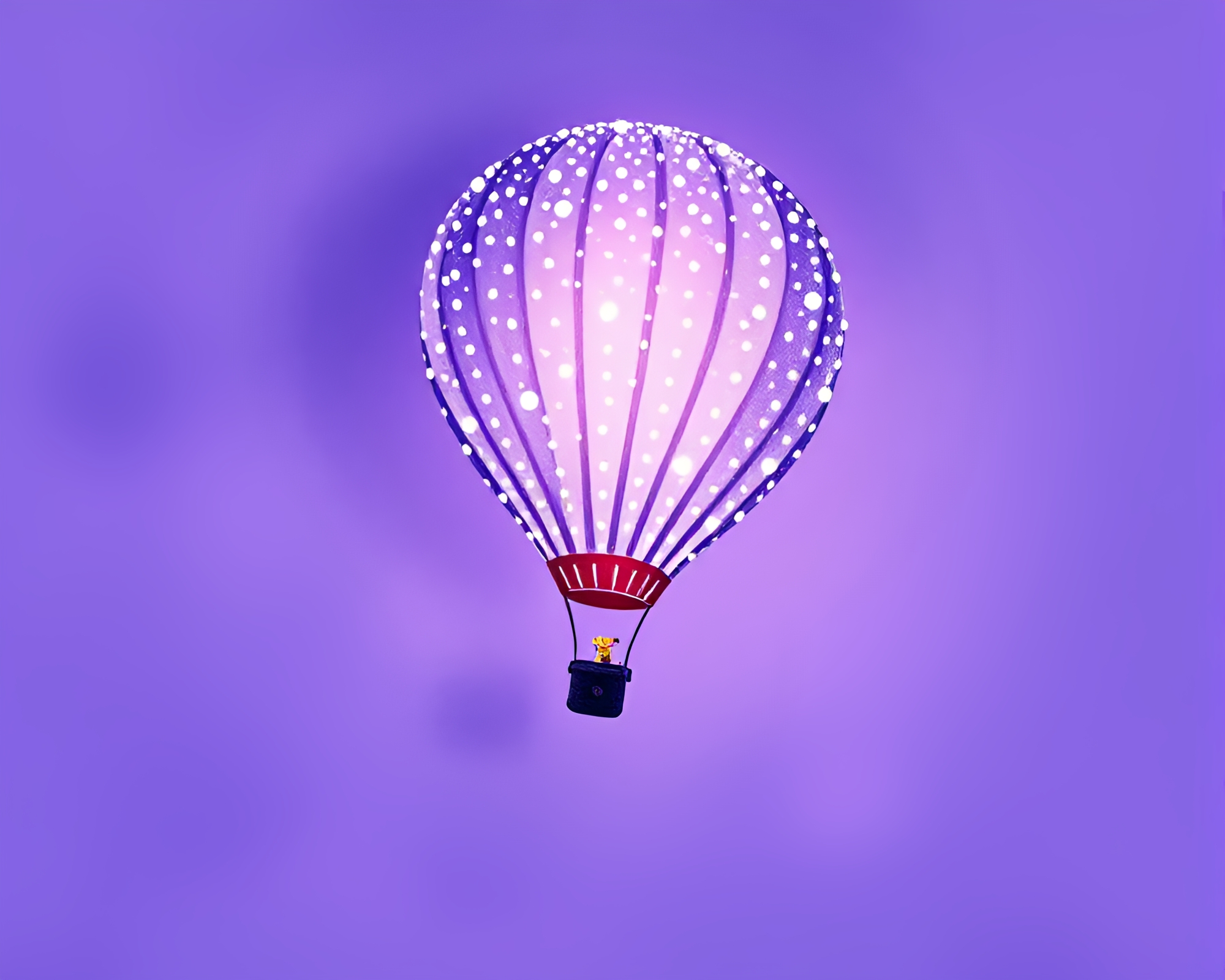 Pointillist Hot Air Balloon in Amethyst Light Painting – free AI stock image