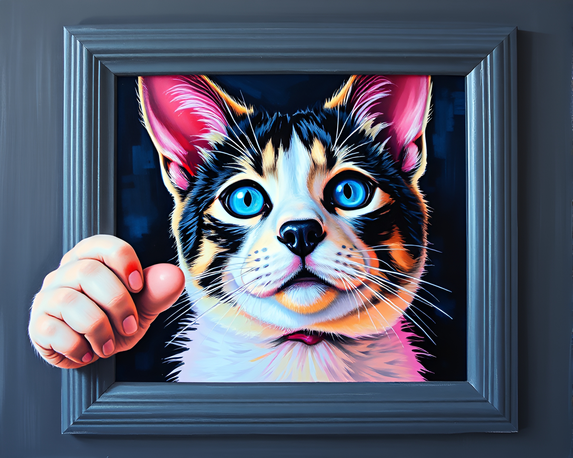 Holographic Cat in Rule of Thirds CRT Flicker – free AI stock image