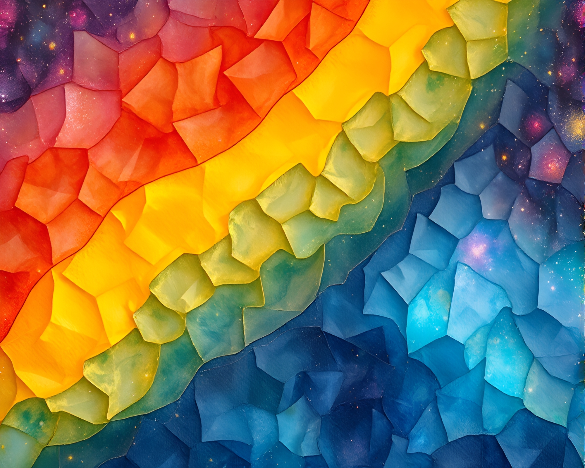 Cosmic Rainbow Lantern Murals on Paper Texture – free AI stock image