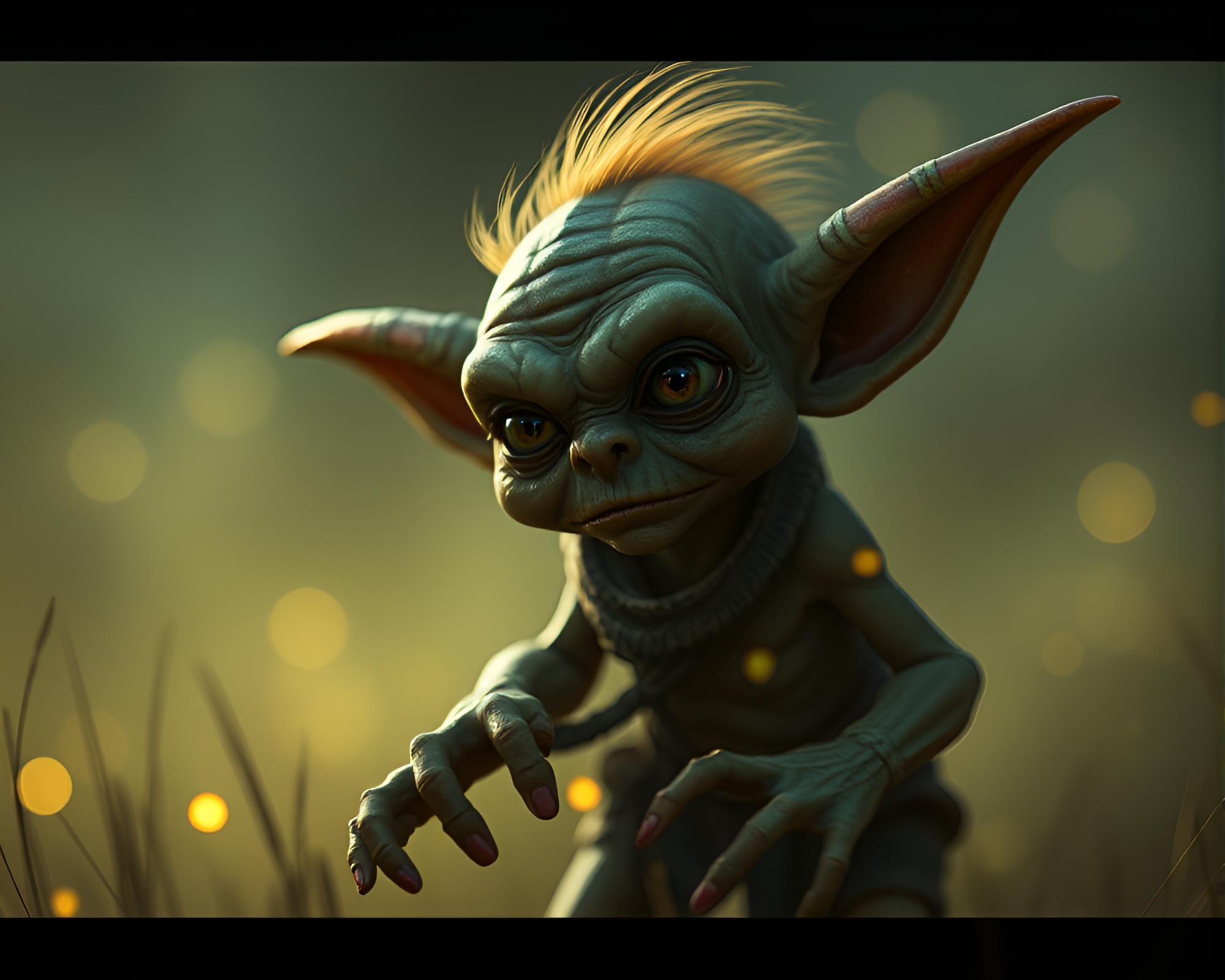 Goblin in Barcode Forest – free AI stock image