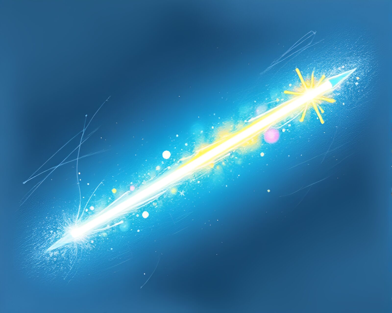 A pencil sketch of a satellite framed by neon glow
