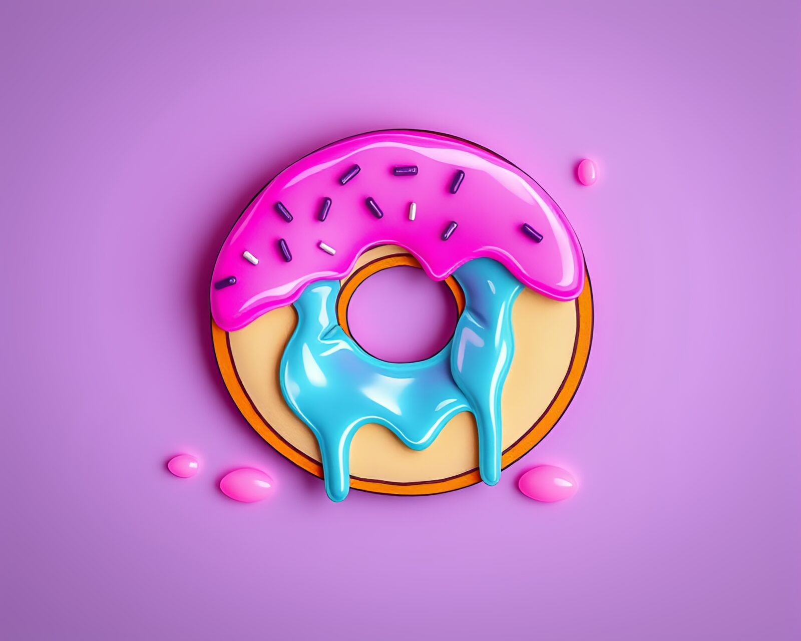 Abstract art of a torn paper with a vibrant jelly doughnut