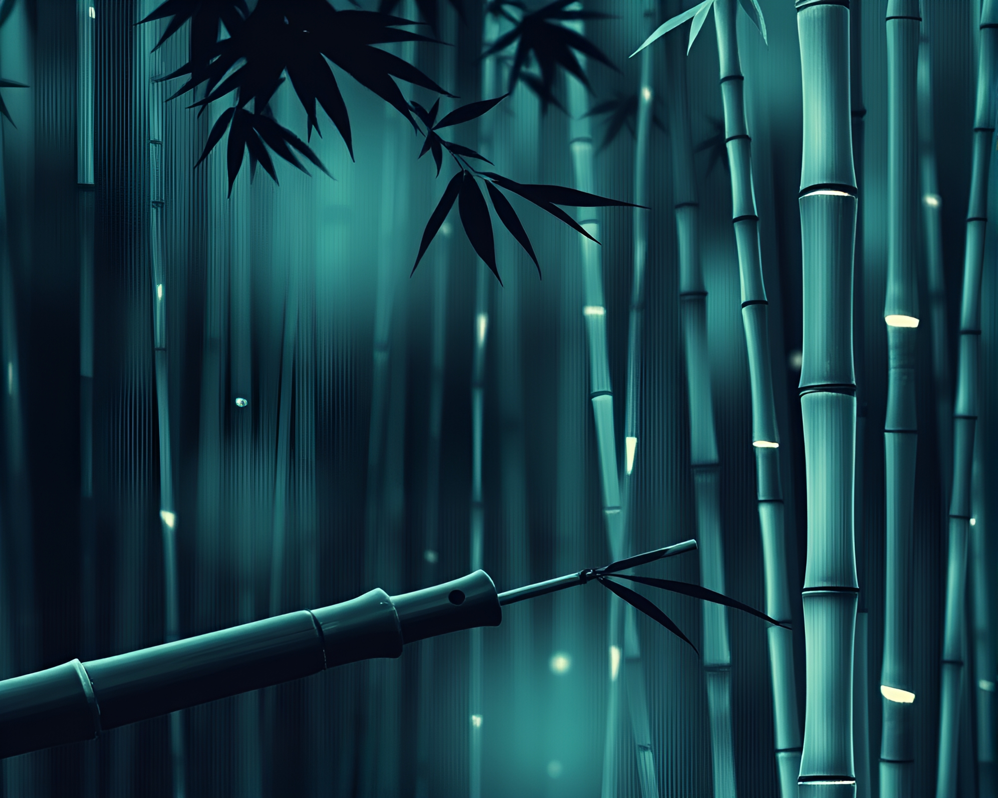 Synthwave Bamboo Flute Serenade – free AI stock image