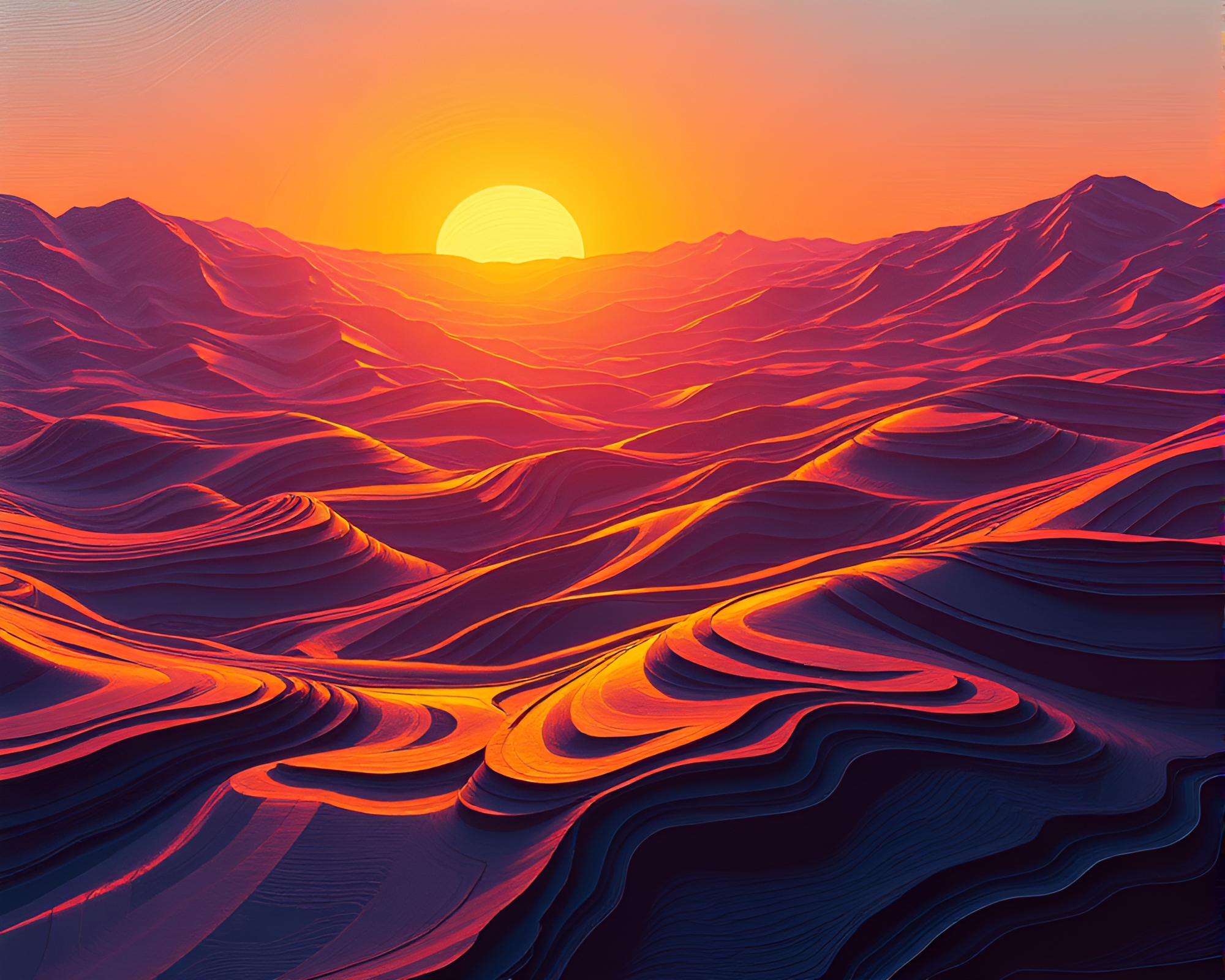Vibrant Synthwave Sunset with Impasto Brushstrokes – free AI stock image
