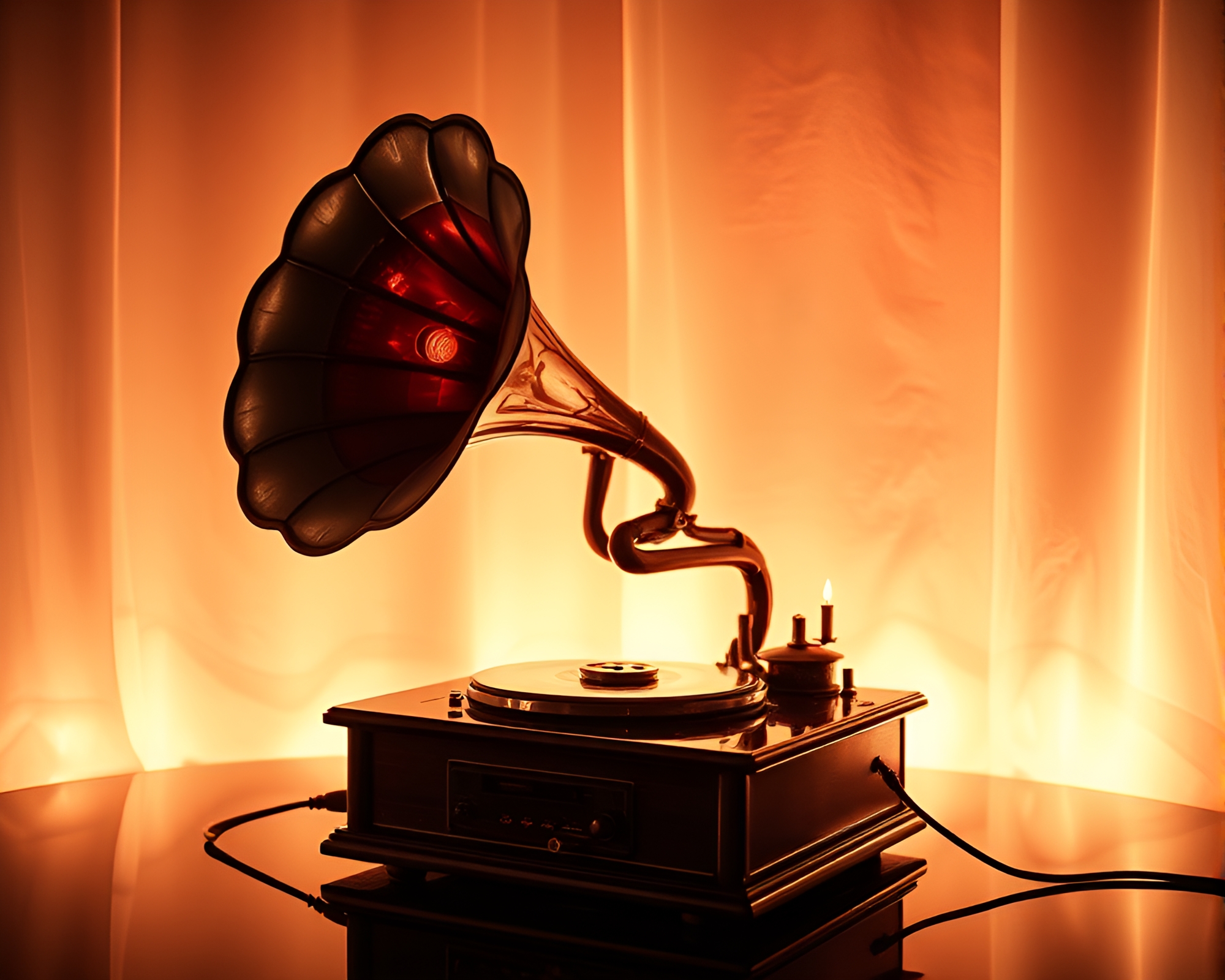 Steampunk Gramophone in Necromantic Thermal Reflection – free AI stock image