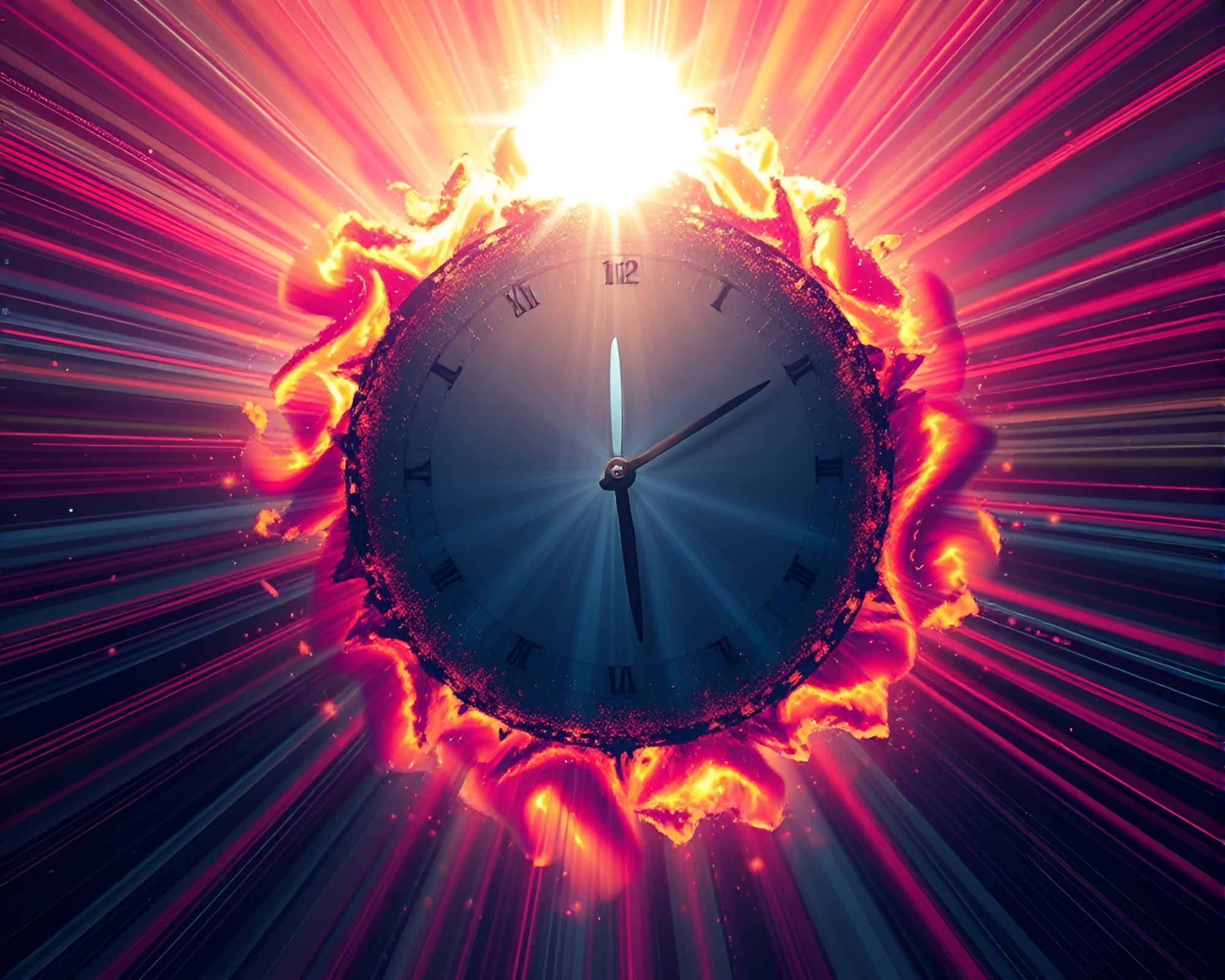 Ultraviolet Time Vortex Illuminated Sunbeam Pixelation – free AI stock image