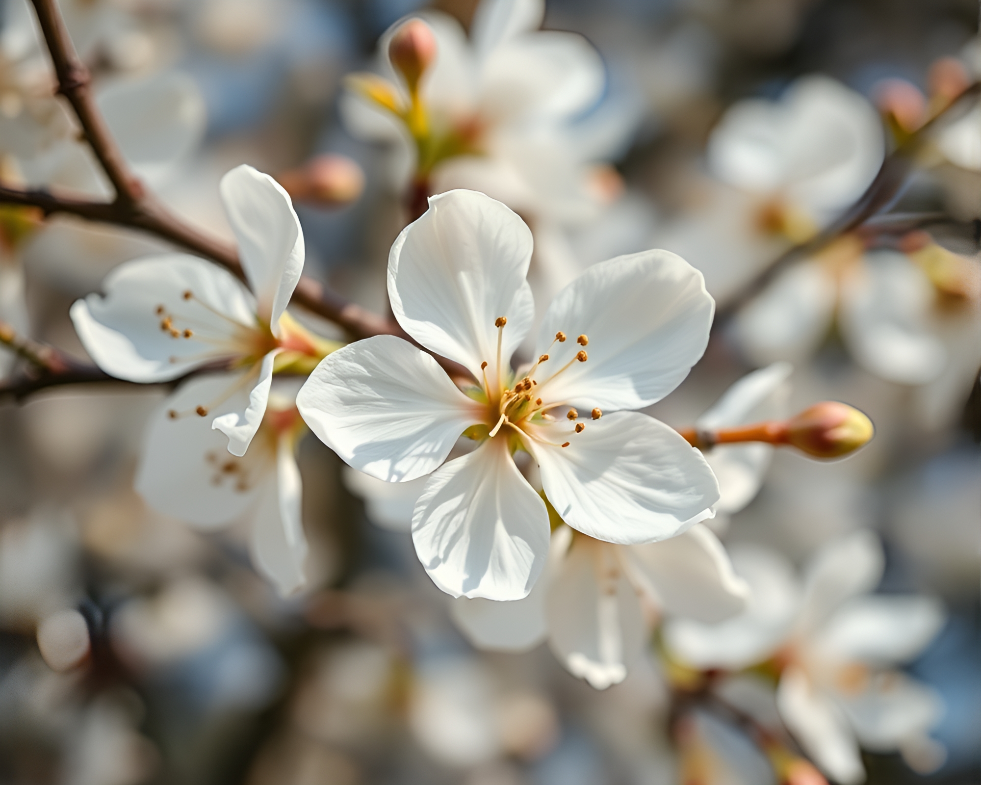 Ivory Spring Blossom Kinetic Art Low-Angle Scene – free AI stock image