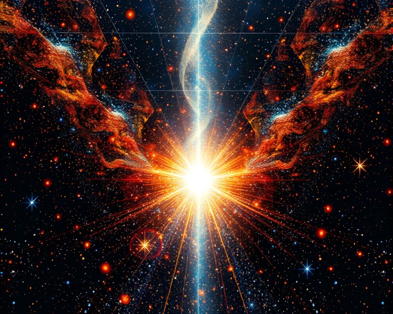 Glimmering Multiverse Portal Through Foil Stamp – free AI stock image